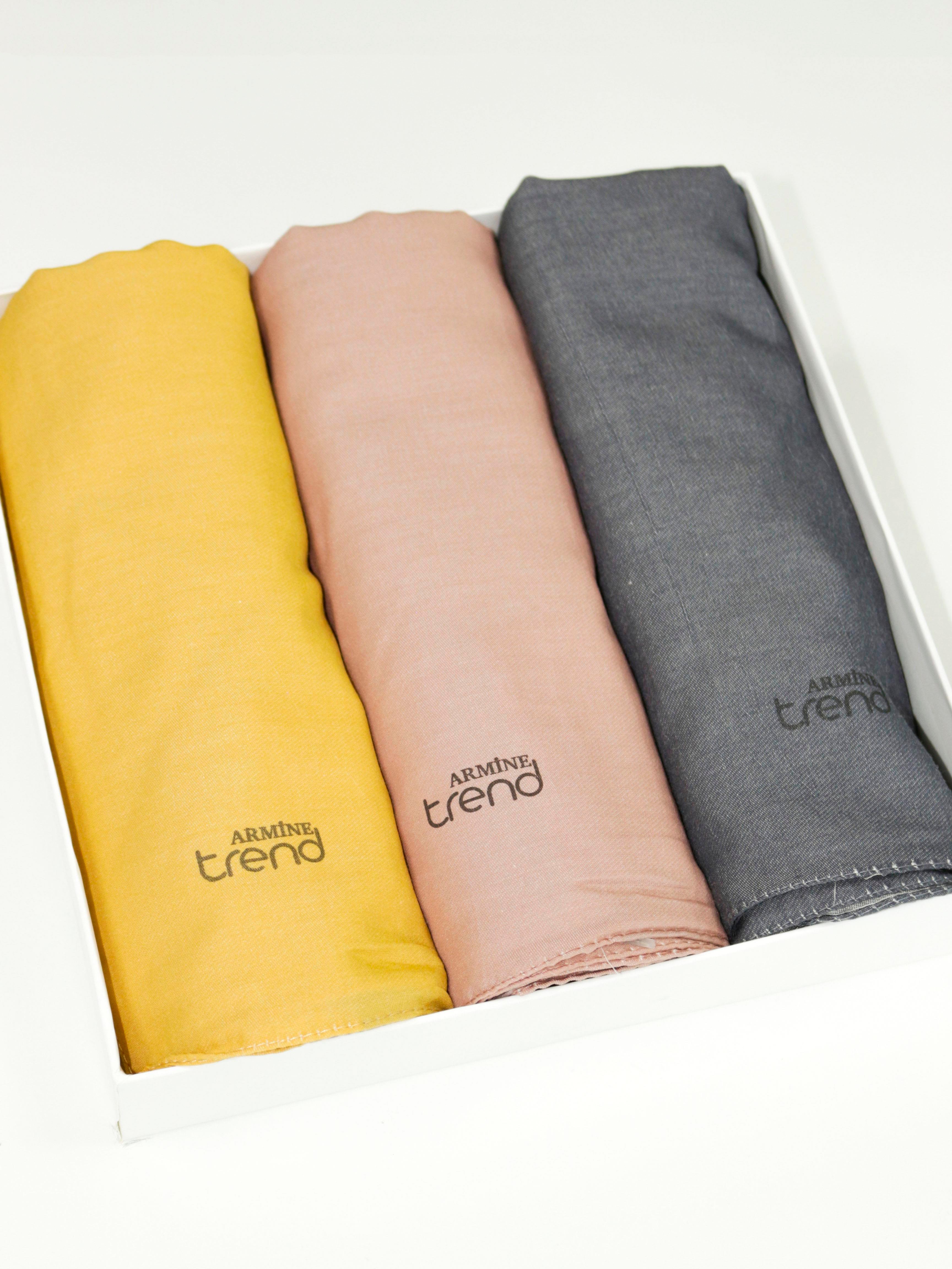 Armine Düz Renk, Pamuklu Seher Şal - 3'lü Set