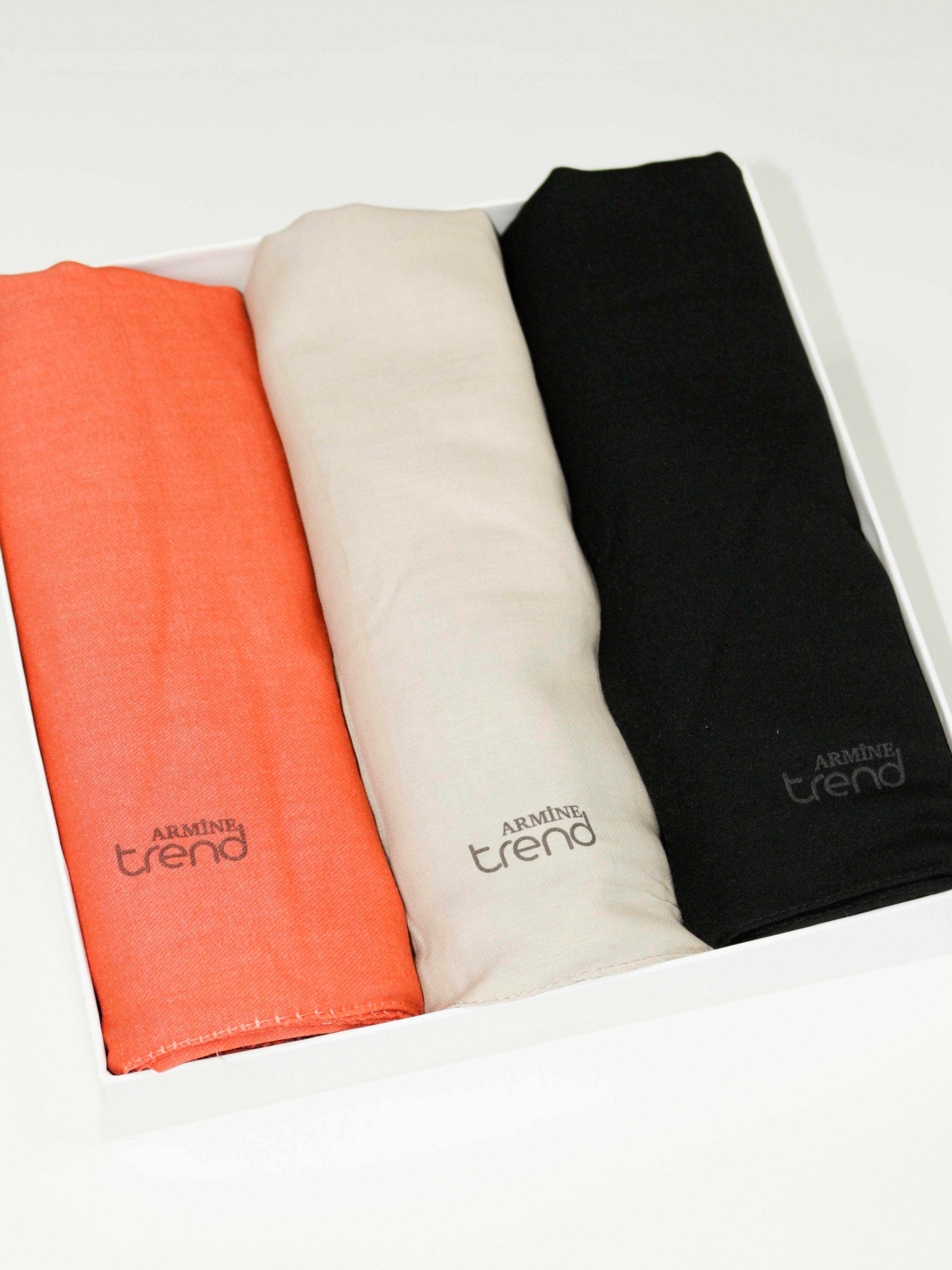 Armine Düz Renk, Pamuklu Seher Şal - 3'lü Set