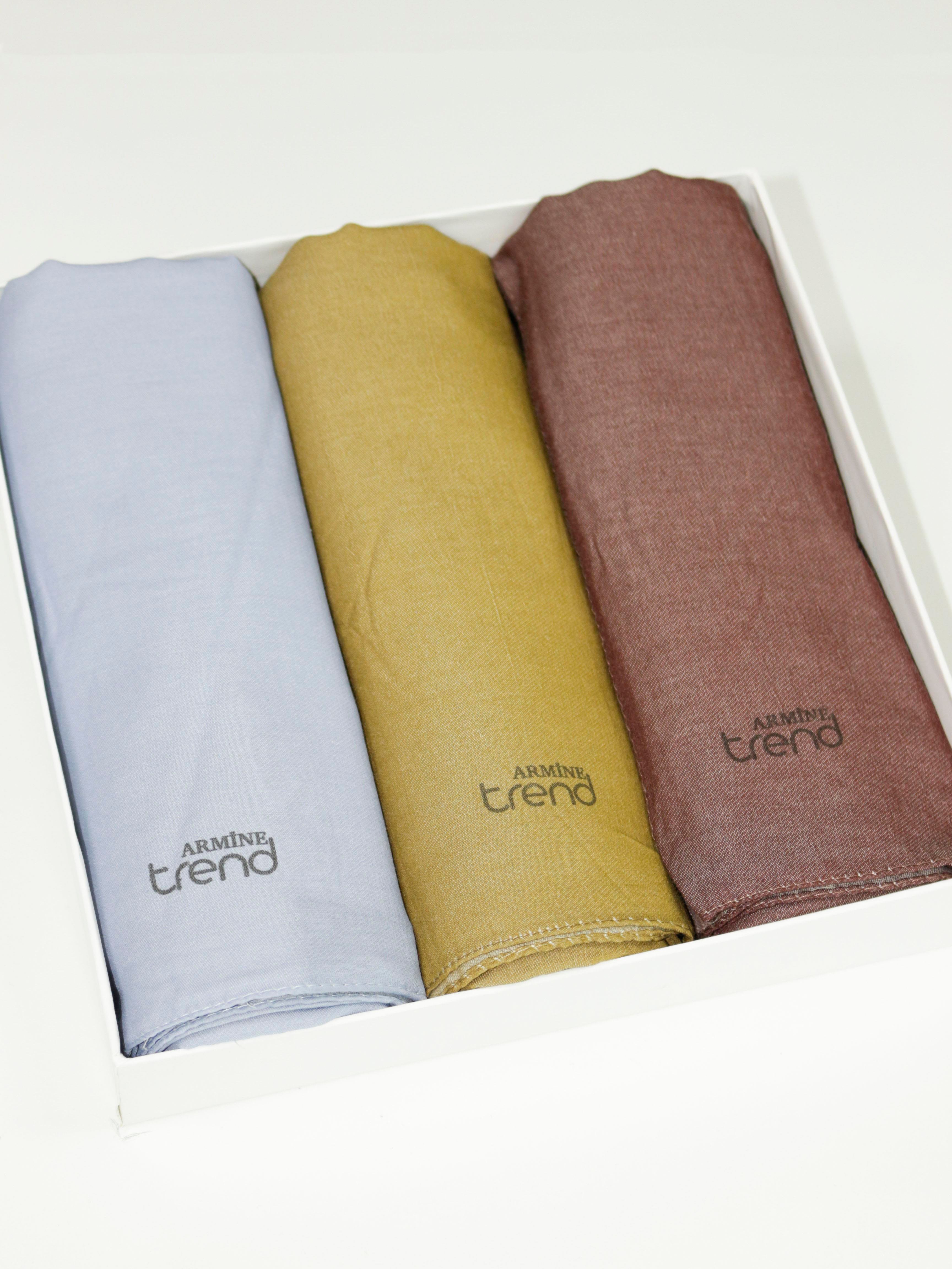 Armine Düz Renk, Pamuklu Seher Şal - 3'lü Set