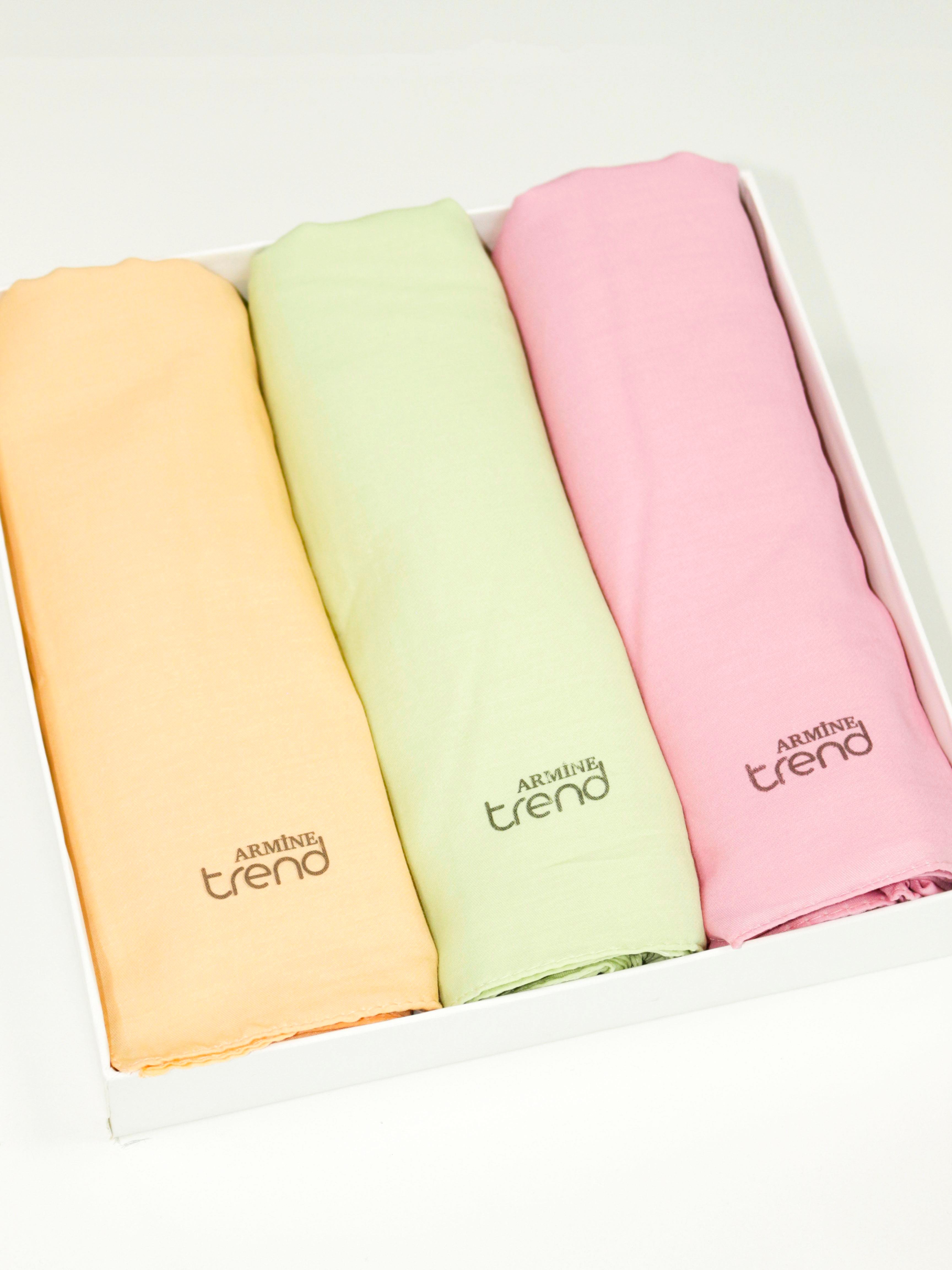 Armine Düz Renk, Pamuklu Seher Şal - 3'lü Set