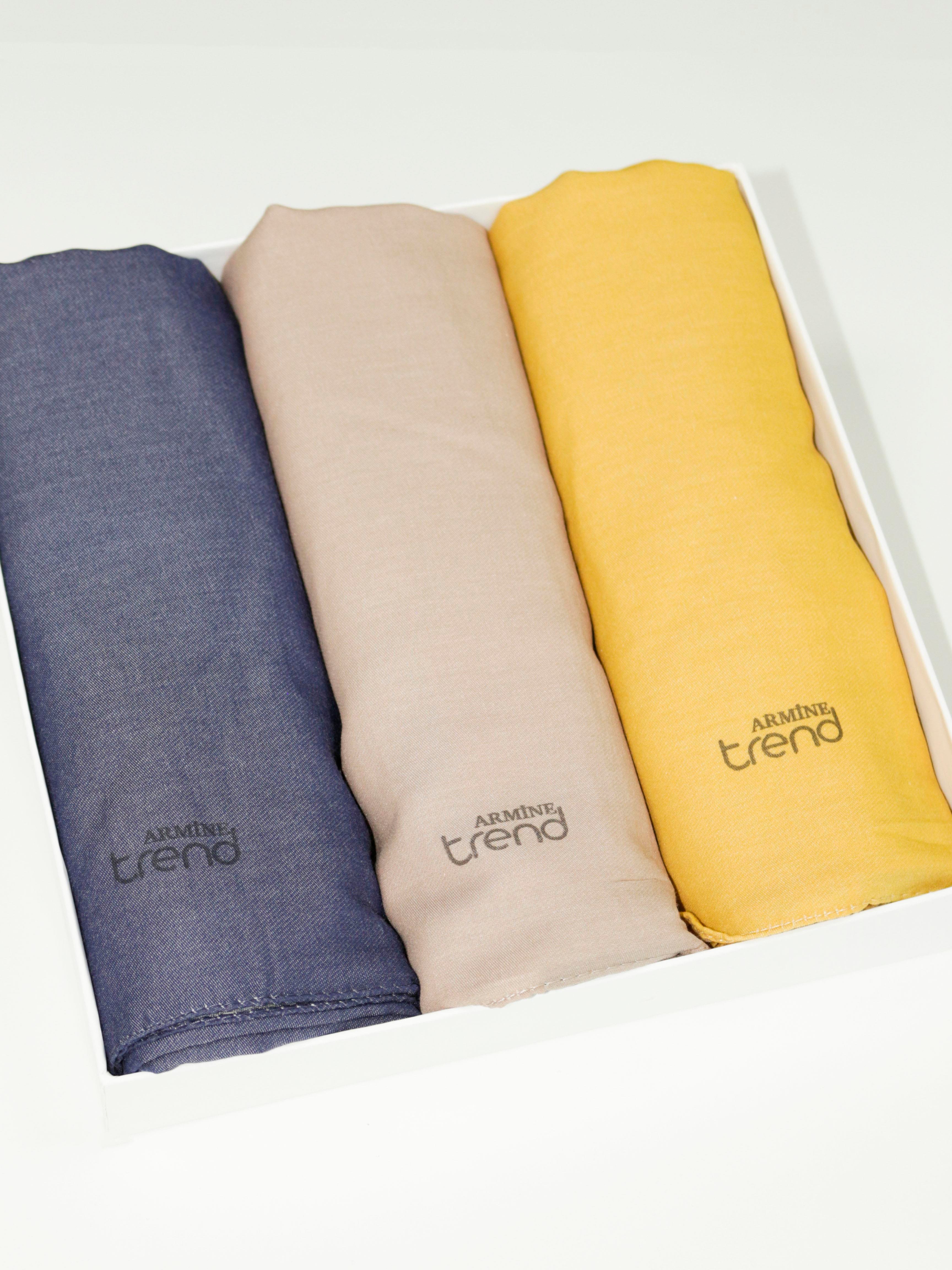 Armine Düz Renk, Pamuklu Seher Şal - 3'lü Set