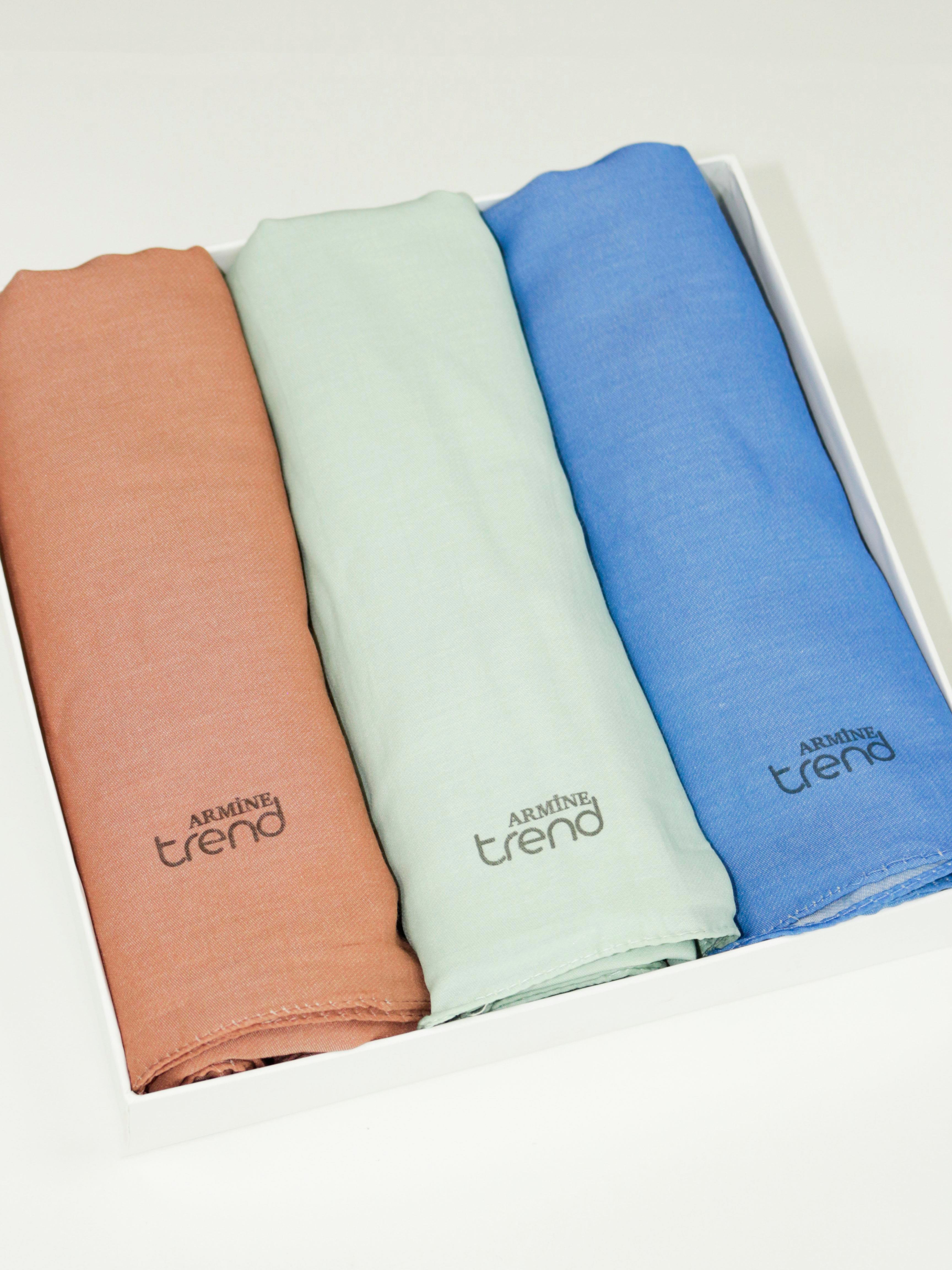 Armine Düz Renk, Pamuklu Seher Şal - 3'lü Set