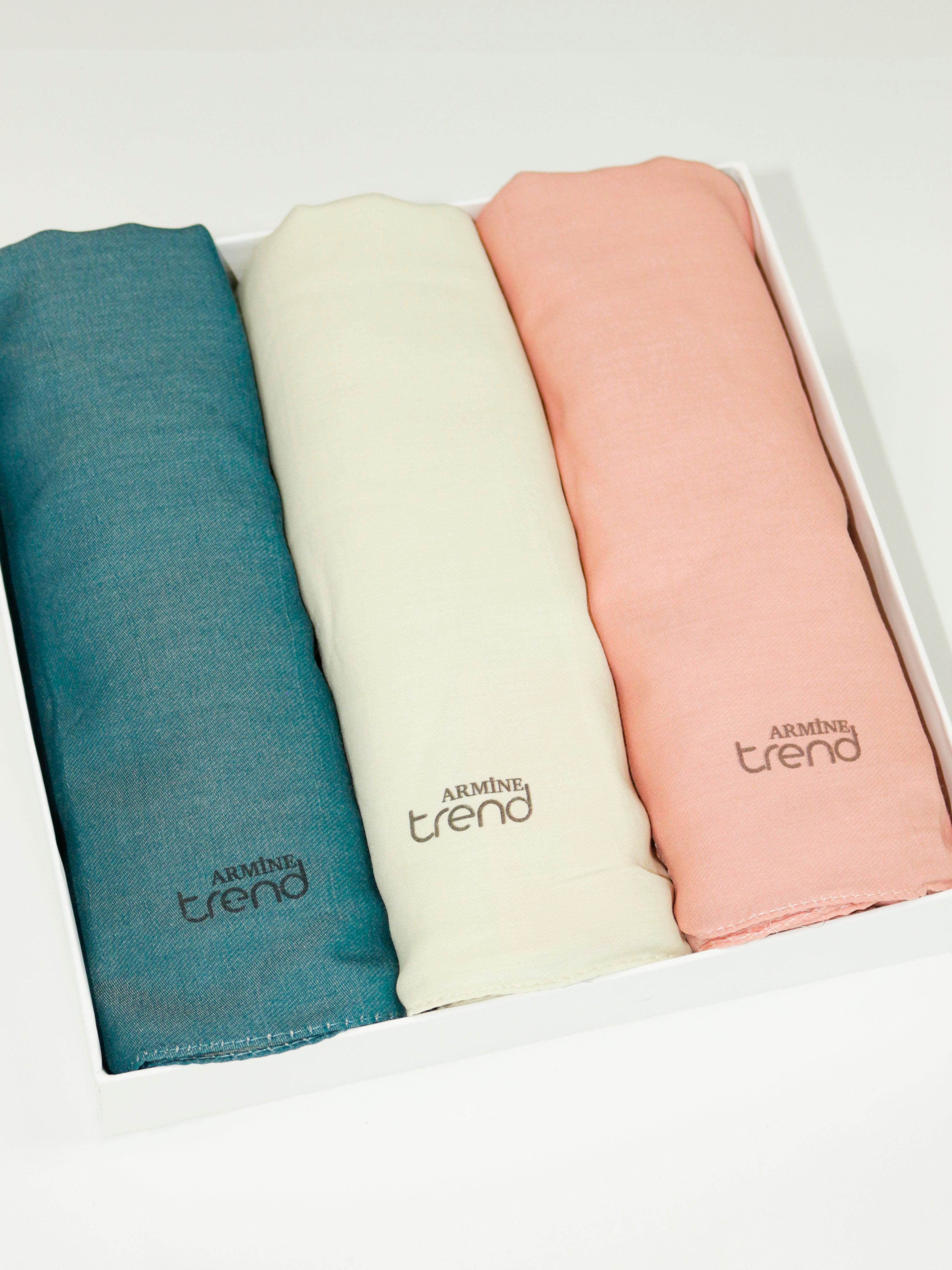 Armine Düz Renk, Pamuklu Seher Şal - 3'lü Set