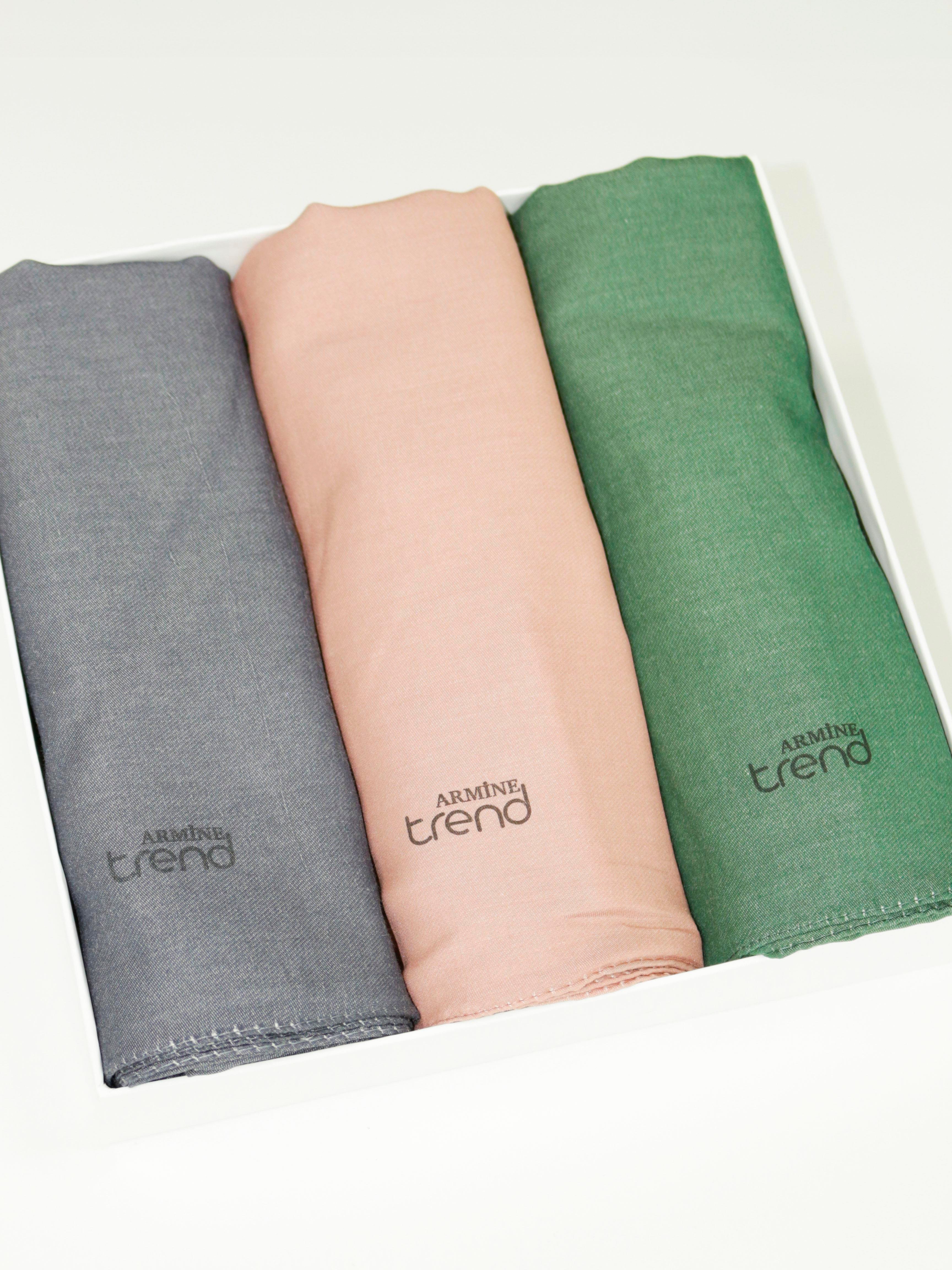 Armine Düz Renk, Pamuklu Seher Şal - 3'lü Set