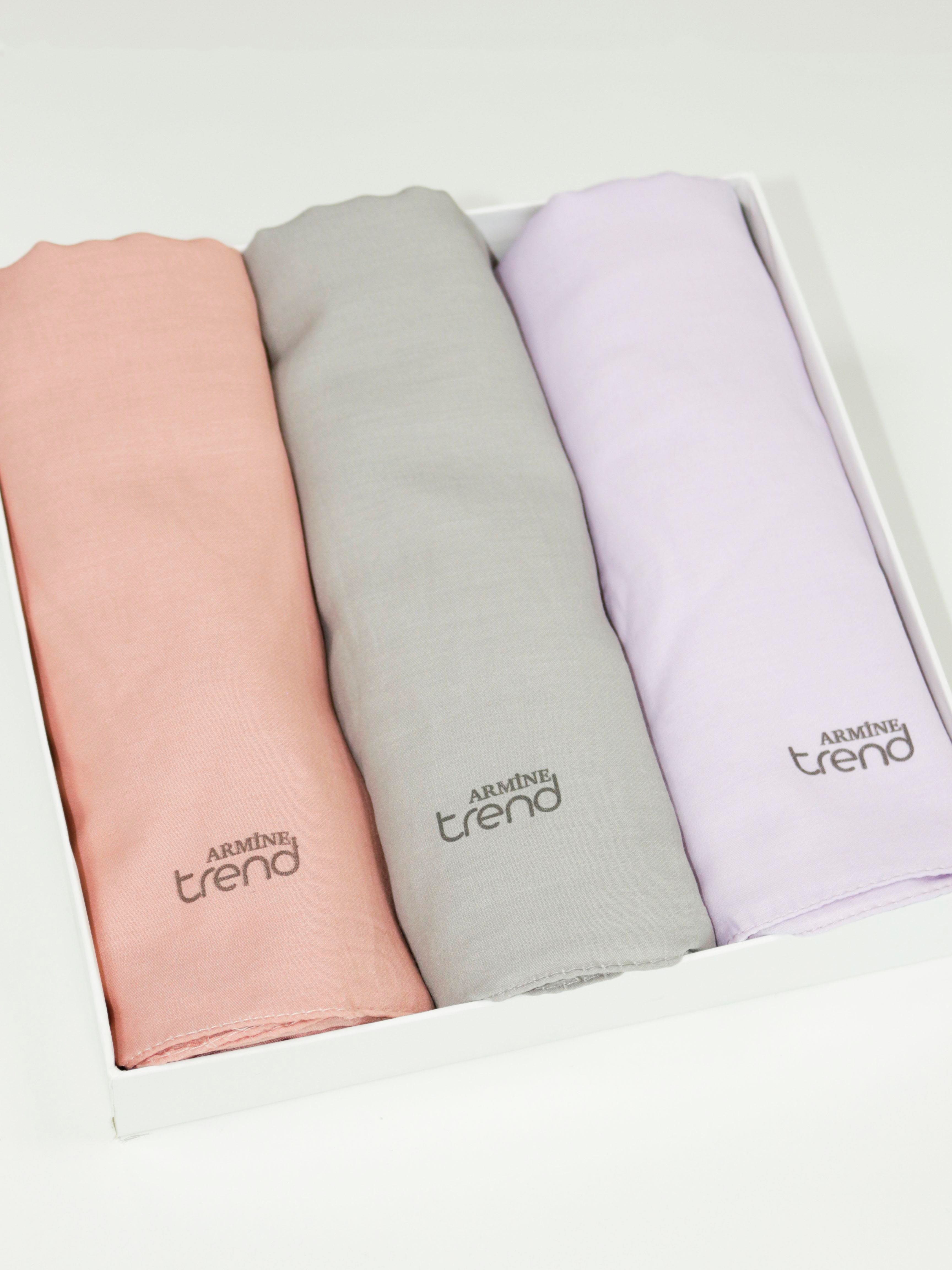 Armine Düz Renk, Pamuklu Seher Şal - 3'lü Set