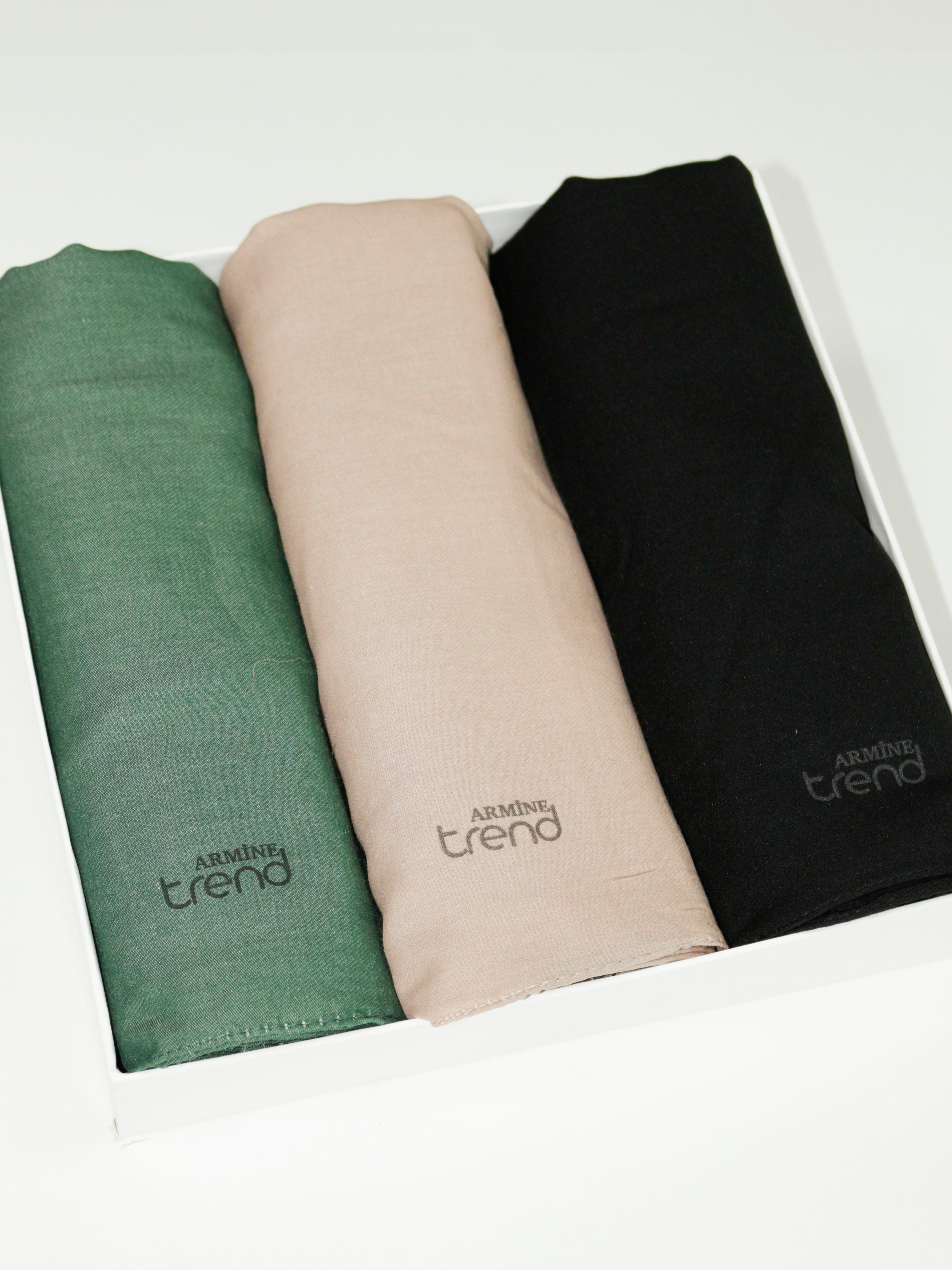 Armine Düz Renk, Pamuklu Seher Şal - 3'lü Set