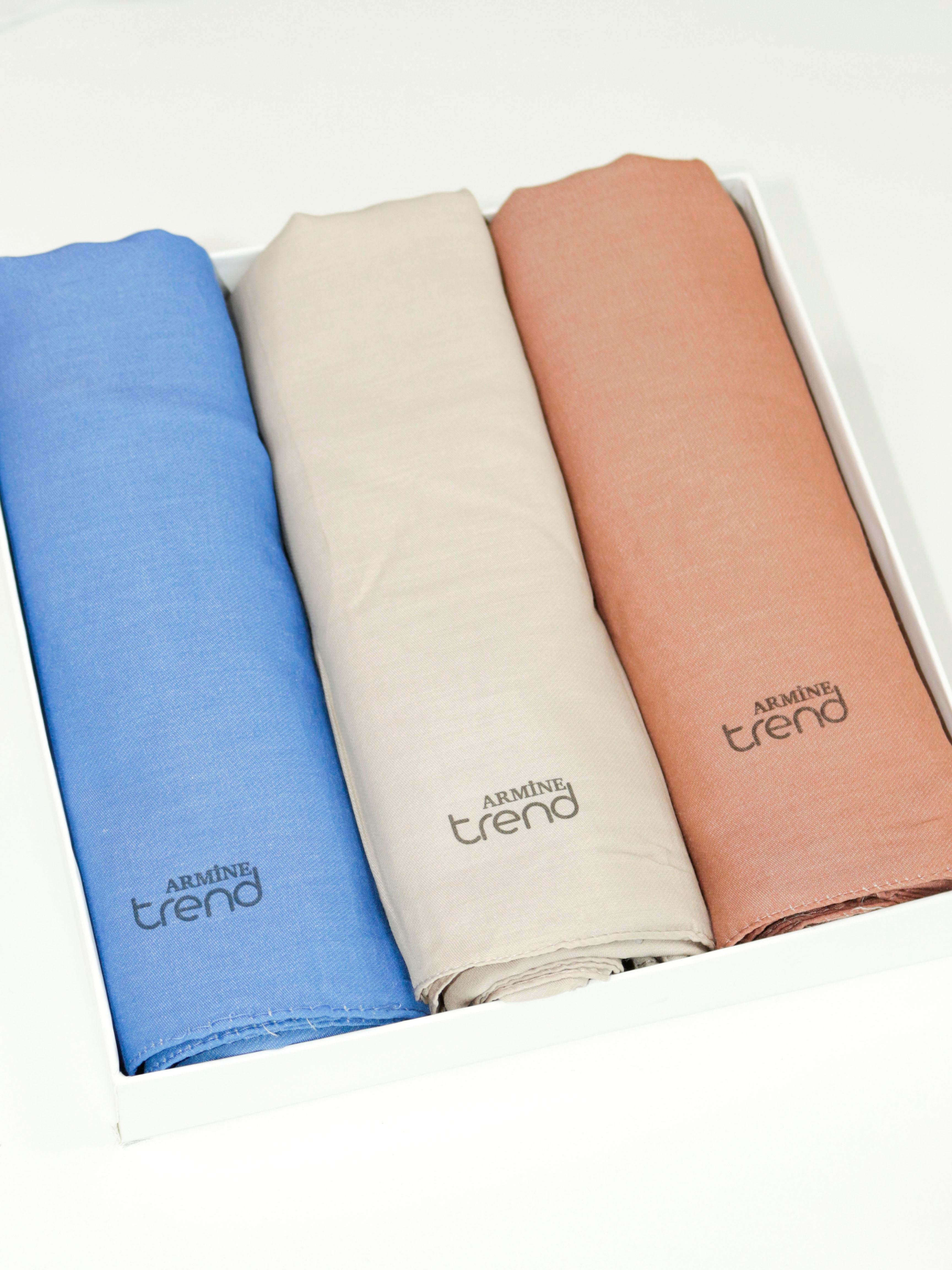 Armine Düz Renk, Pamuklu Seher Şal - 3'lü Set