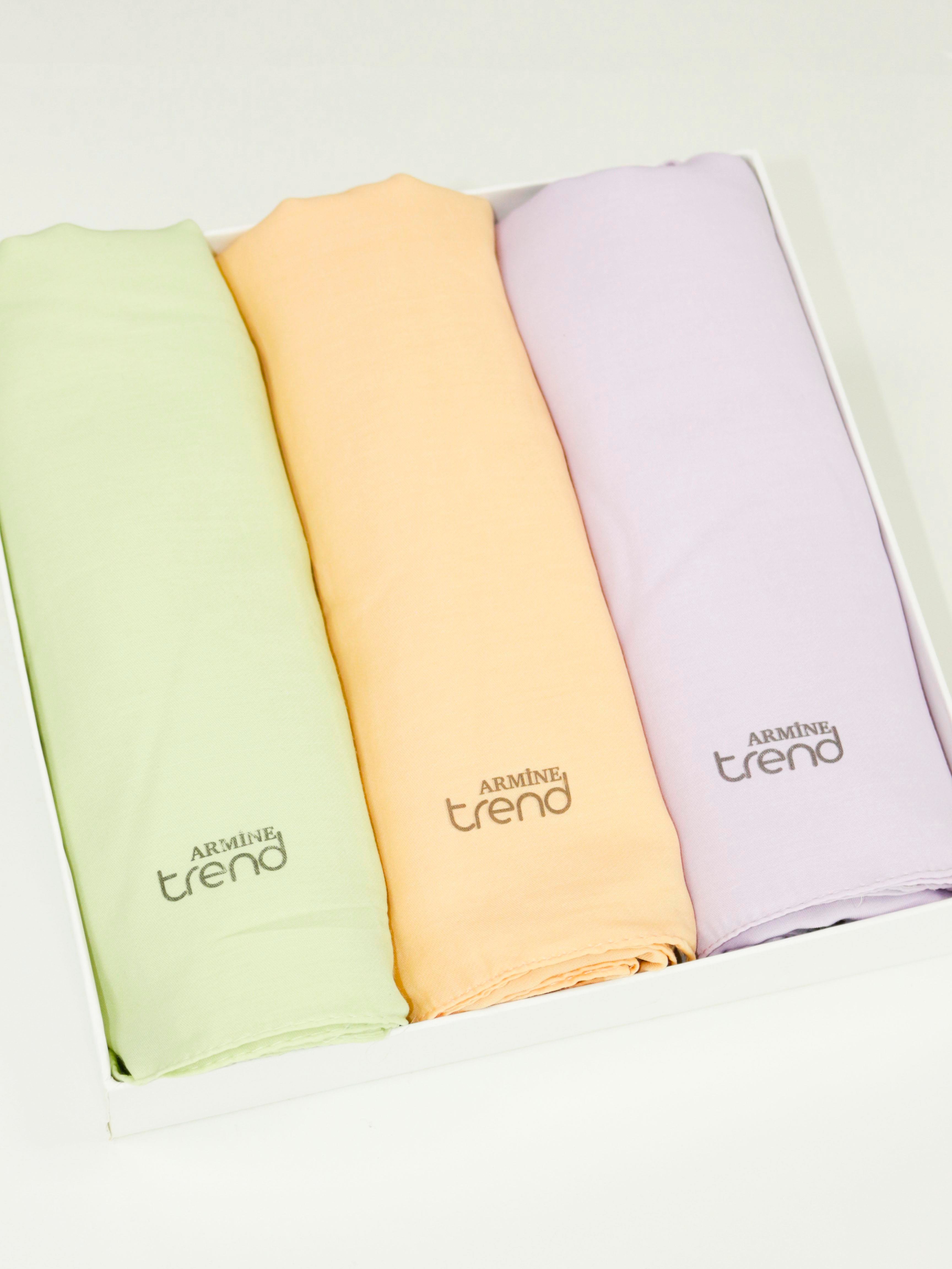 Armine Düz Renk, Pamuklu Seher Şal - 3'lü Set