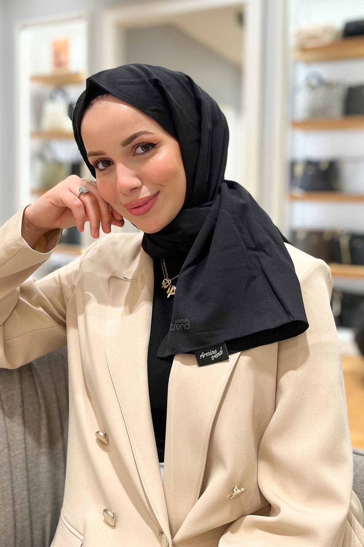 Armine Düz Renk, Pamuklu Seher Şal - 65 - Siyah