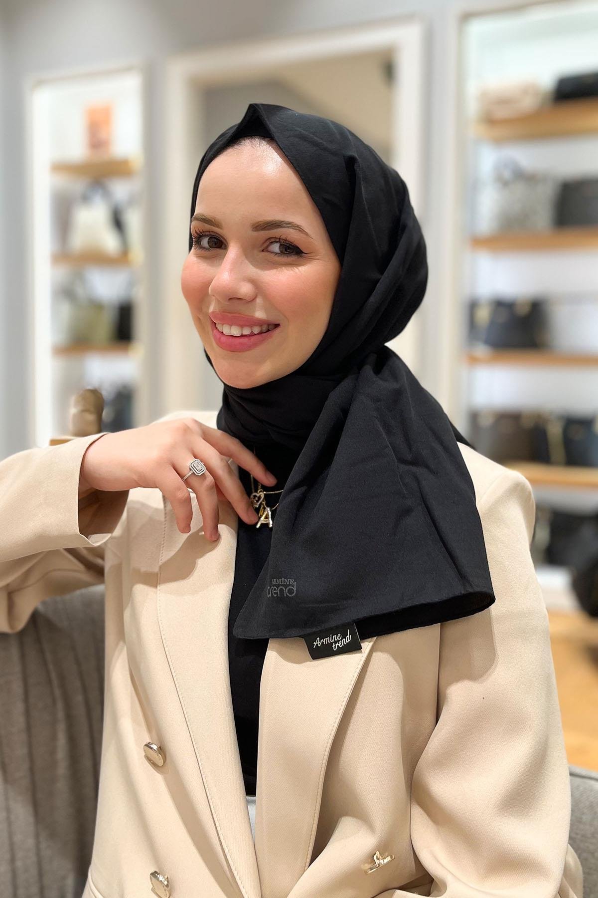 Armine Düz Renk, Pamuklu Seher Şal - 65 - Siyah
