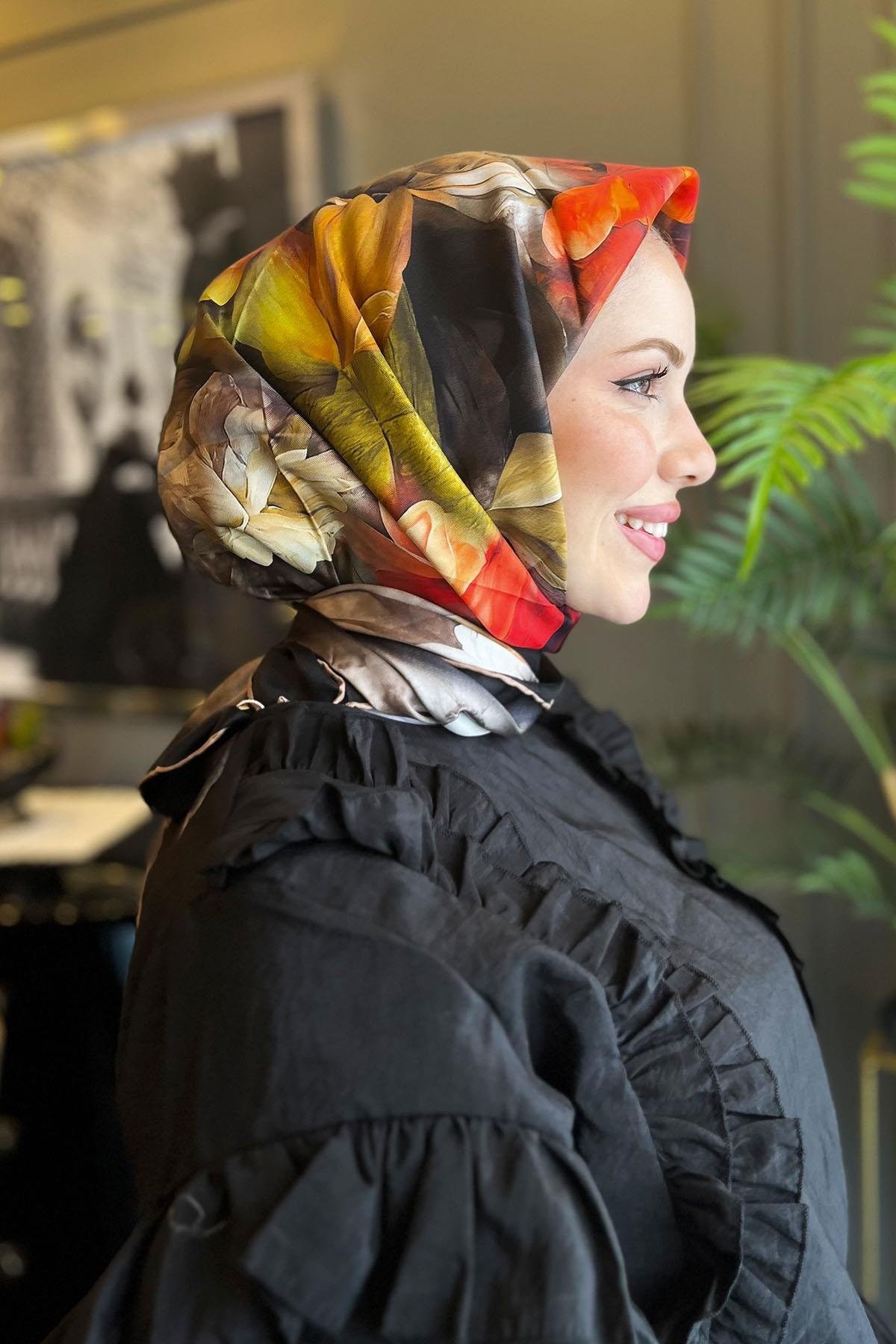 Armine Hafif Defolu İpek Eşarp - 9001D-37 - Tivil - C605