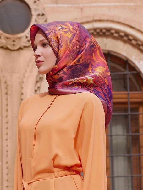 Armine Hafif Defolu İpek Eşarp - 9041D-04 - Tivil - C890
