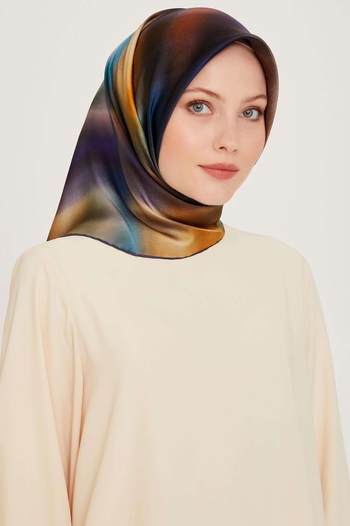 Armine Hafif Defolu İpek Eşarp - 9229D-36 - Tivil - C388