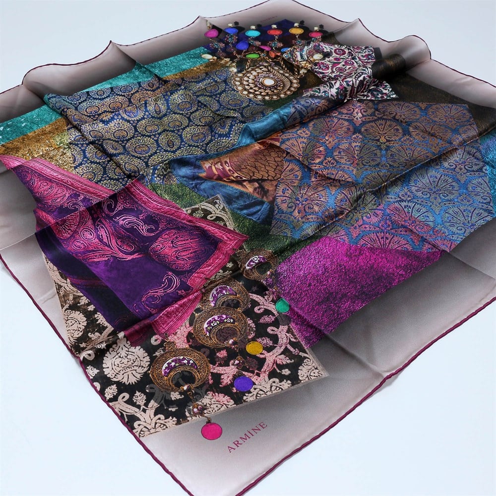 Armine İpek Eşarp - Nostalji Serisi - 7639D 11 - Sura - Kaftan Modeli