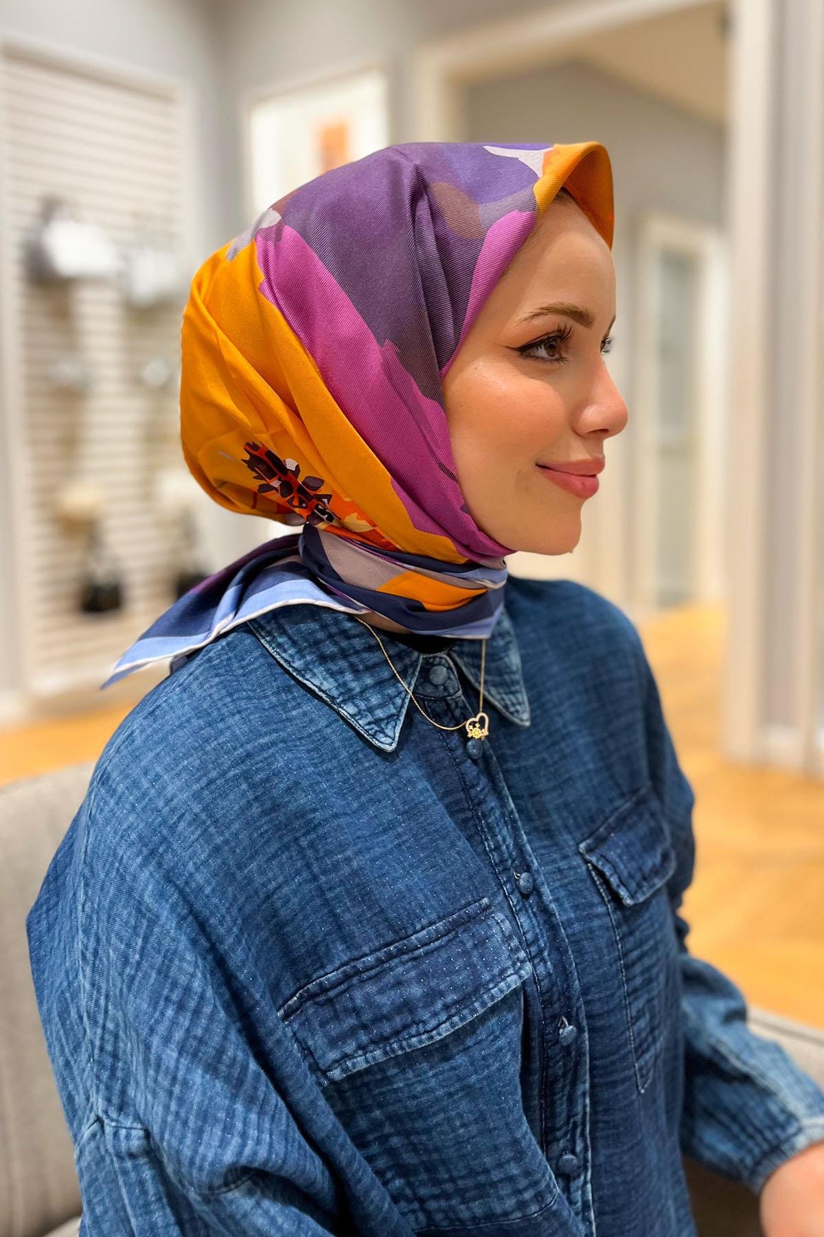 Armine İpek Eşarp 2024 İlkbahar-Yaz - 9145D-35 - Tivil