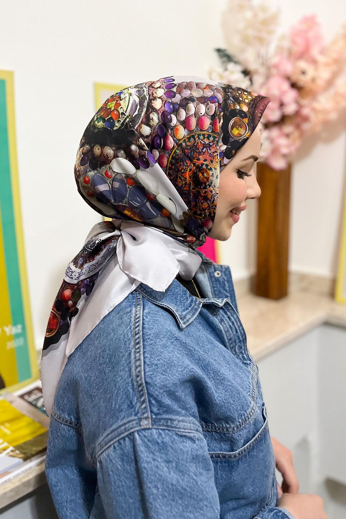 Armine İpek Eşarp - Nostalji Serisi - 7405D 83 - Tivil