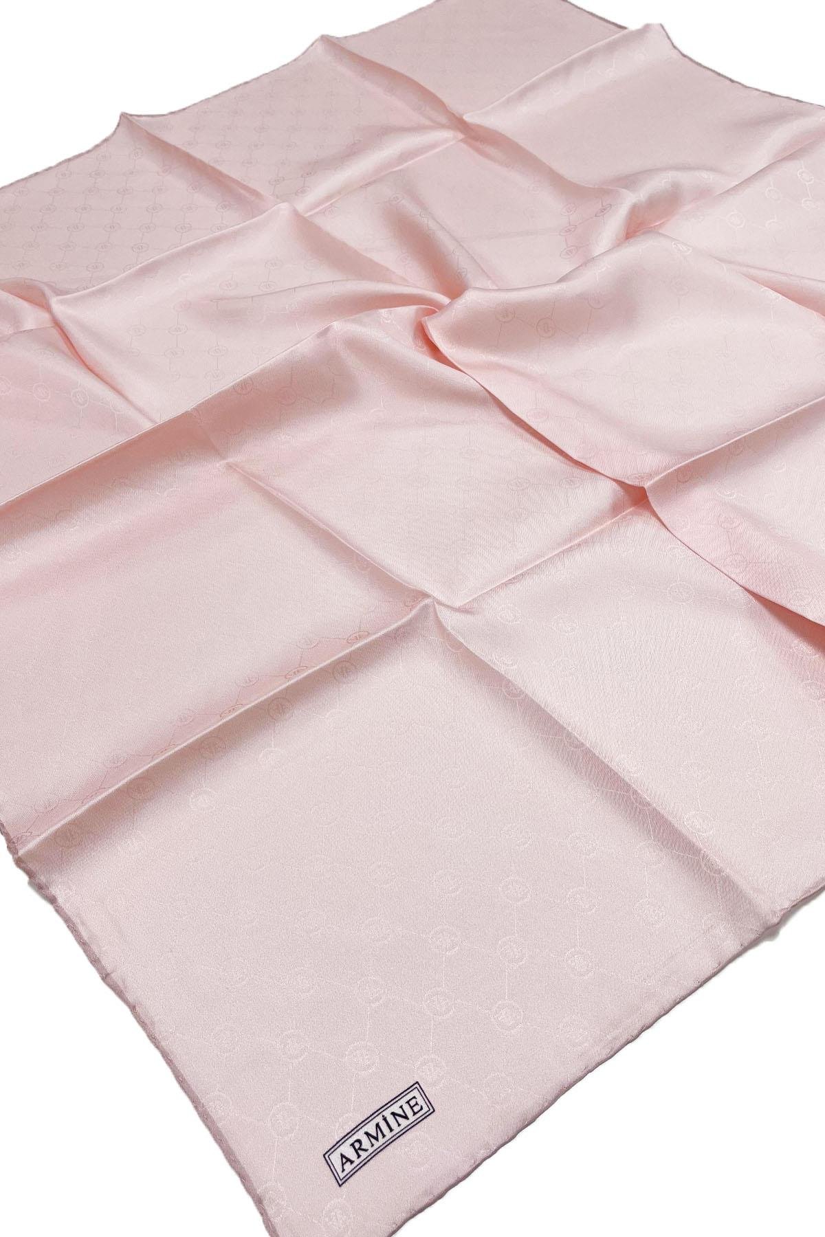 Armine Jakarlı İpek Eşarp - 691 - Toz Pembe