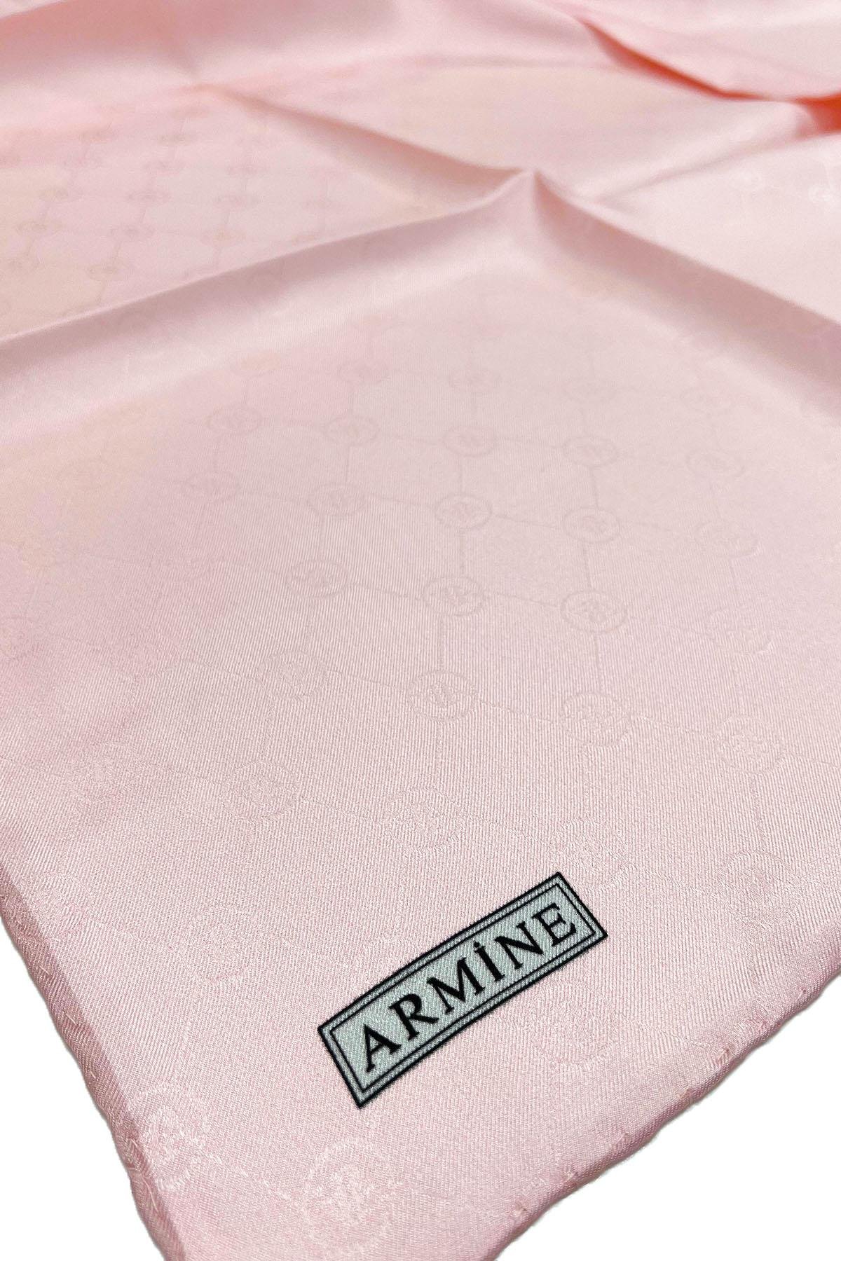 Armine Jakarlı İpek Eşarp - 691 - Toz Pembe