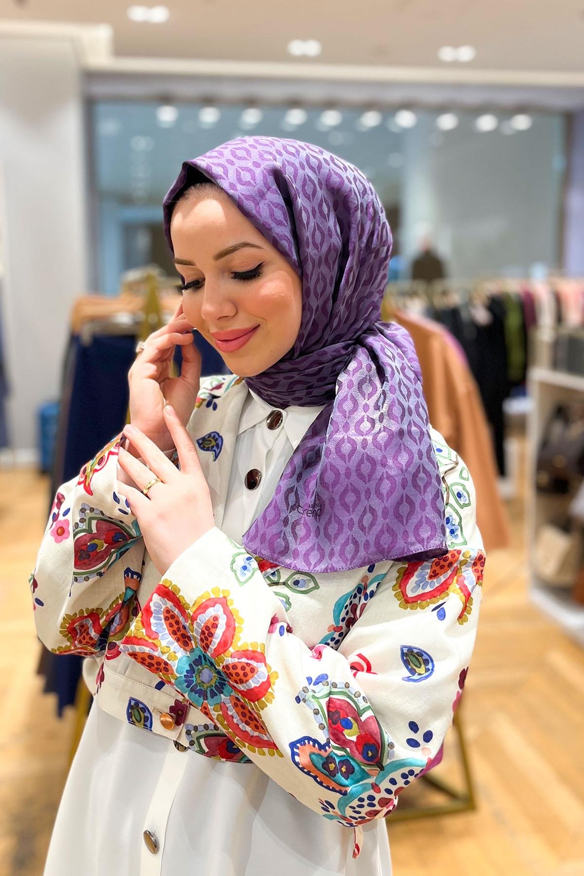 Armine Lia Pamuk Jakarlı Şal - Damla Desen - ATS2LIA - 3'lü Set -