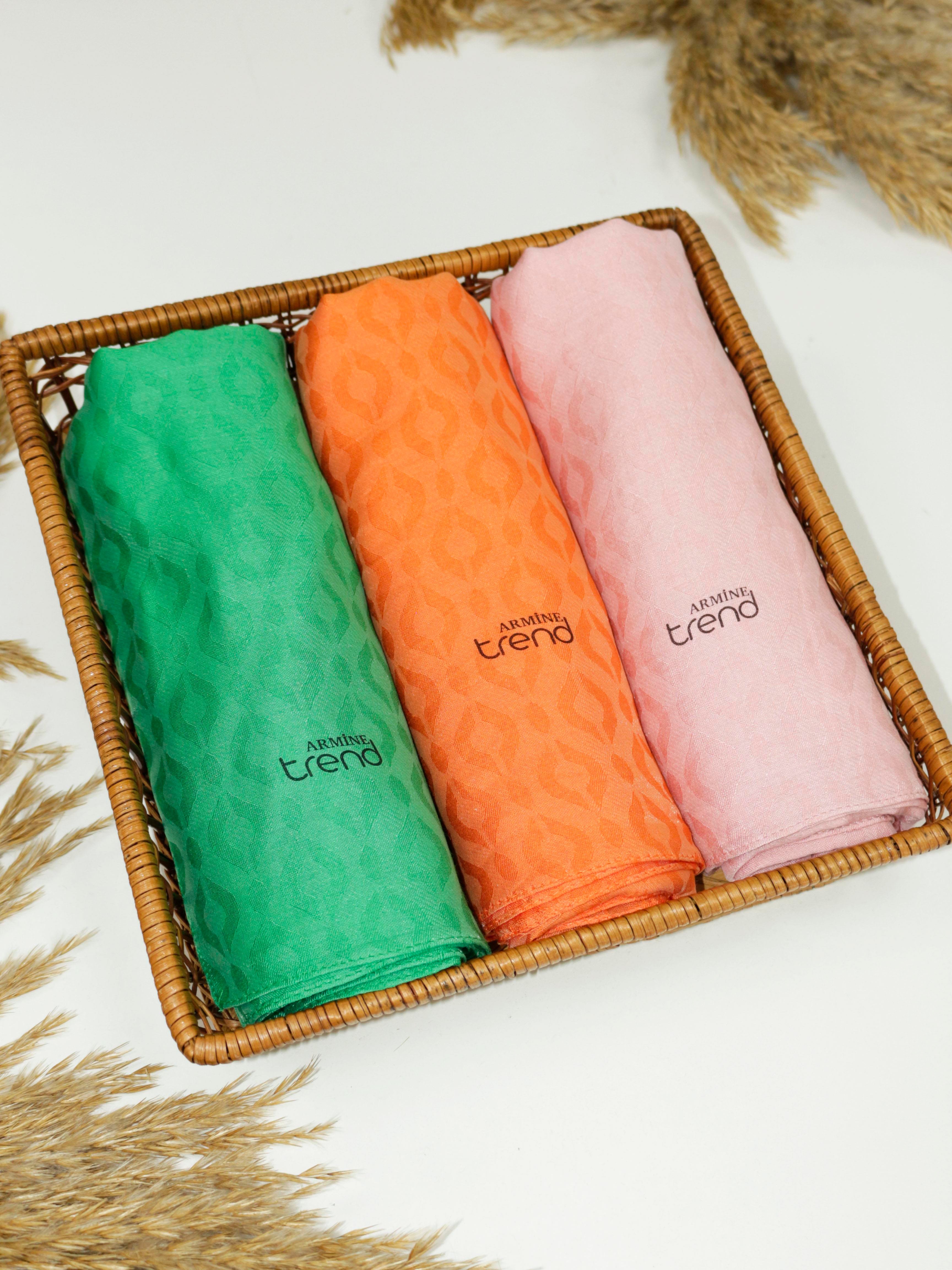 Armine Lia Pamuk Jakarlı Şal - Damla Desen - ATS2LIA - 3'lü Set -