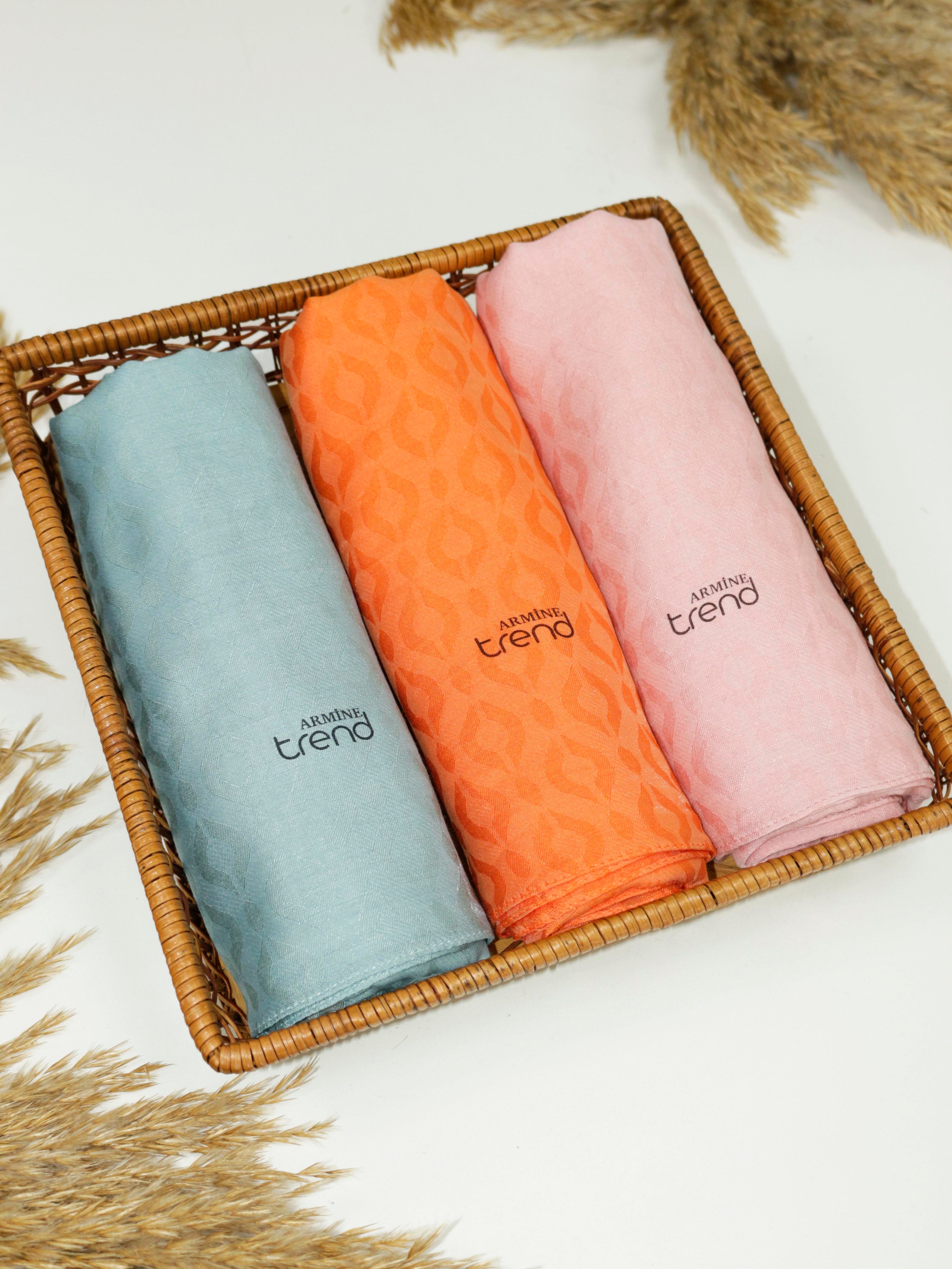 Armine Lia Pamuk Jakarlı Şal - Damla Desen - ATS2LIA - 3'lü Set -