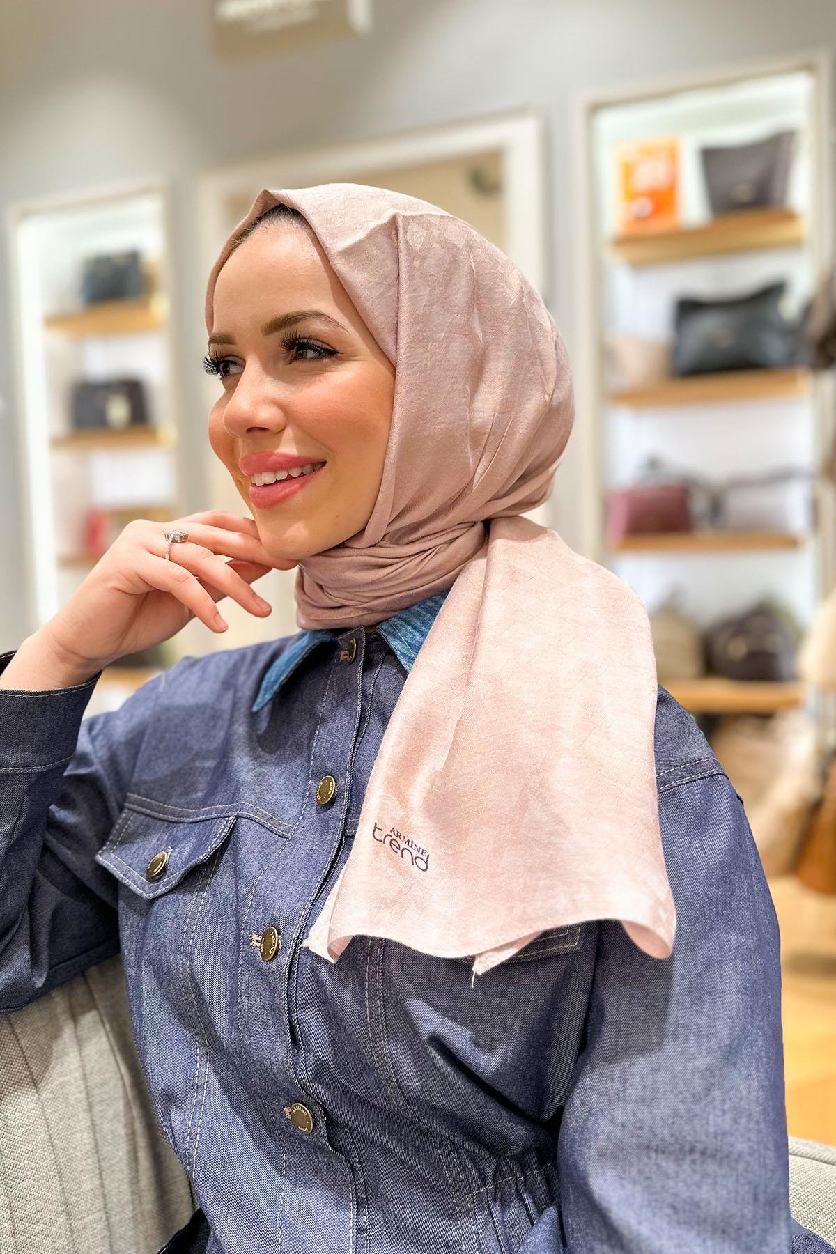 Armine Lia Pamuk Jakarlı Şal - Karo Desen - ATS1LIA - 3'lü Set -