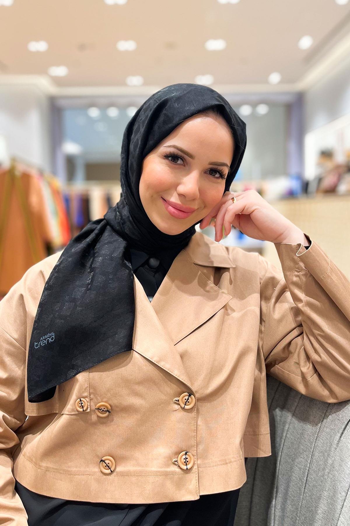 Armine Lia Pamuk Jakarlı Şal - Karo Desen - ATS1LIA - 3'lü Set -