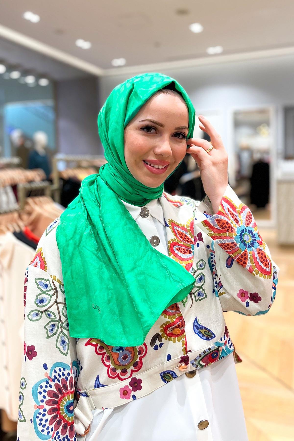 Armine Lia Pamuk Jakarlı Şal - Karo Desen - ATS1LIA - 3'lü Set -