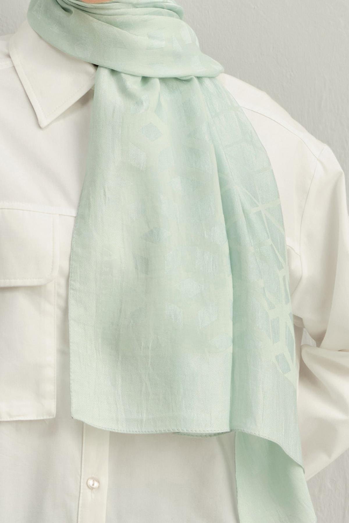 Armine Lyocell Şal 2 - Petek Desen - 1113-18 - Su Yeşili