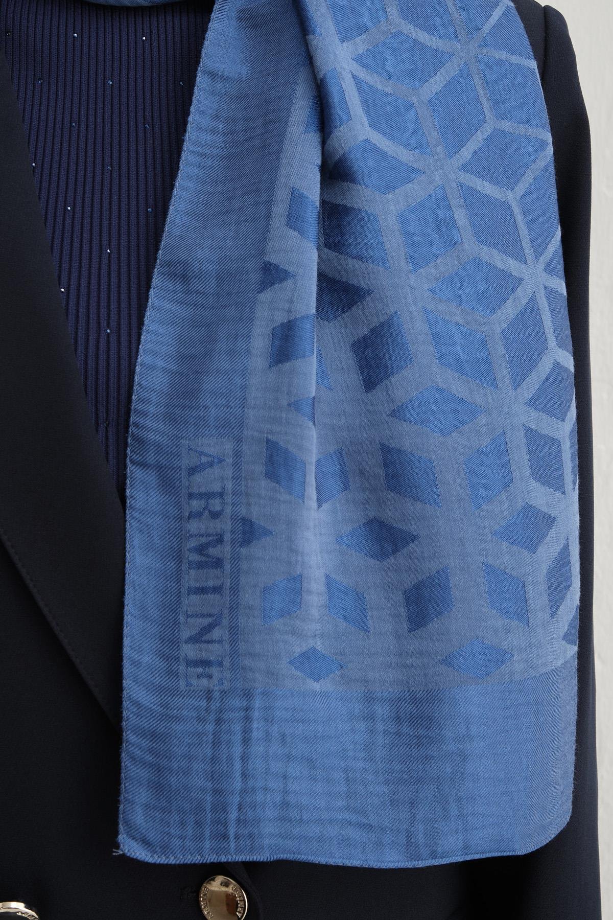 Armine Lyocell Şal 2 - Petek Desen - 1113-16 - Mavi