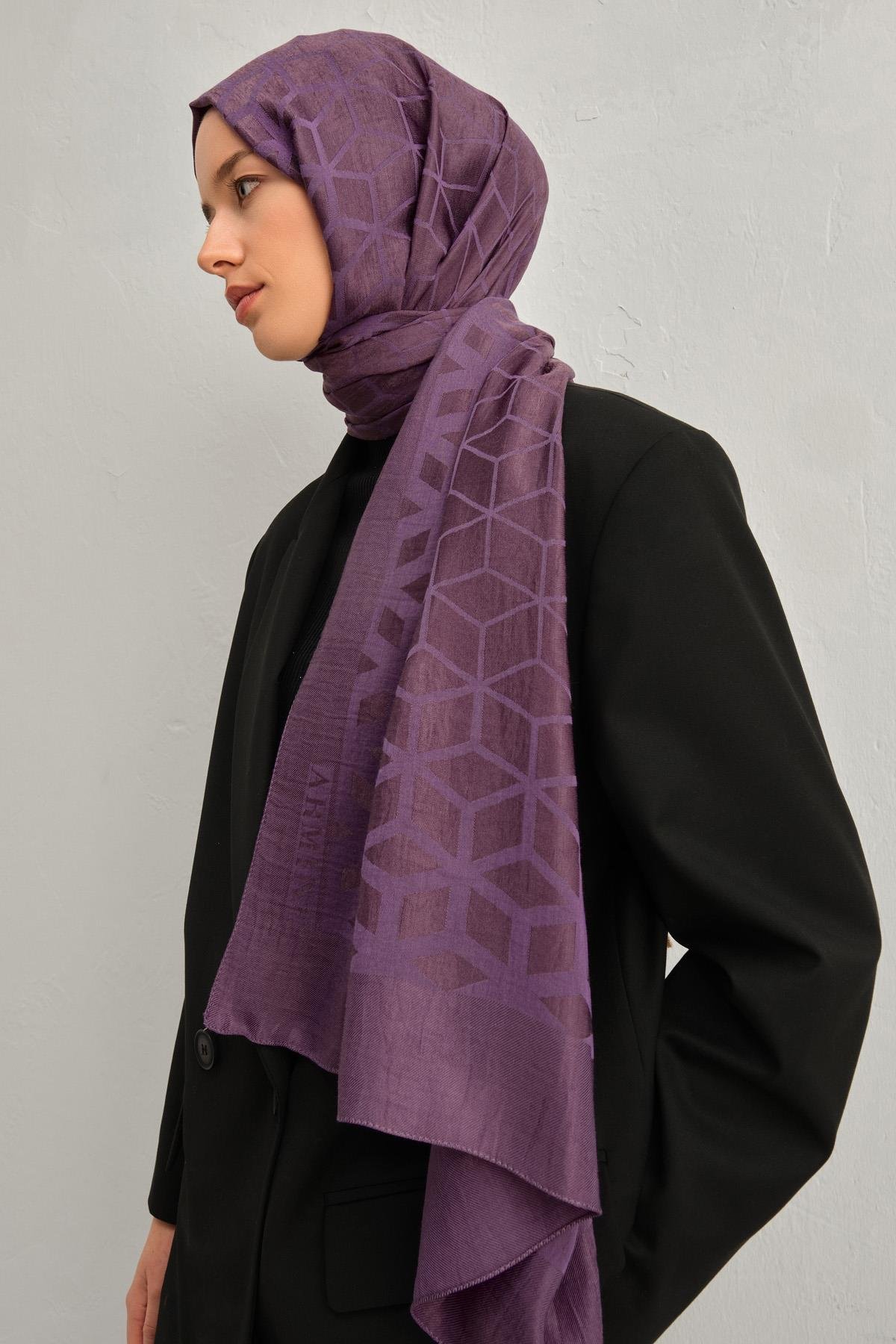 Armine Lyocell Şal 2 - Petek Desen - 1113-28 - Mor