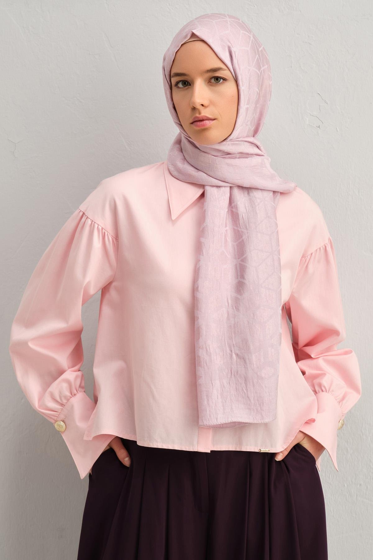 Armine Lyocell Şal 2 - Petek Desen - 1113-15 - Pembe