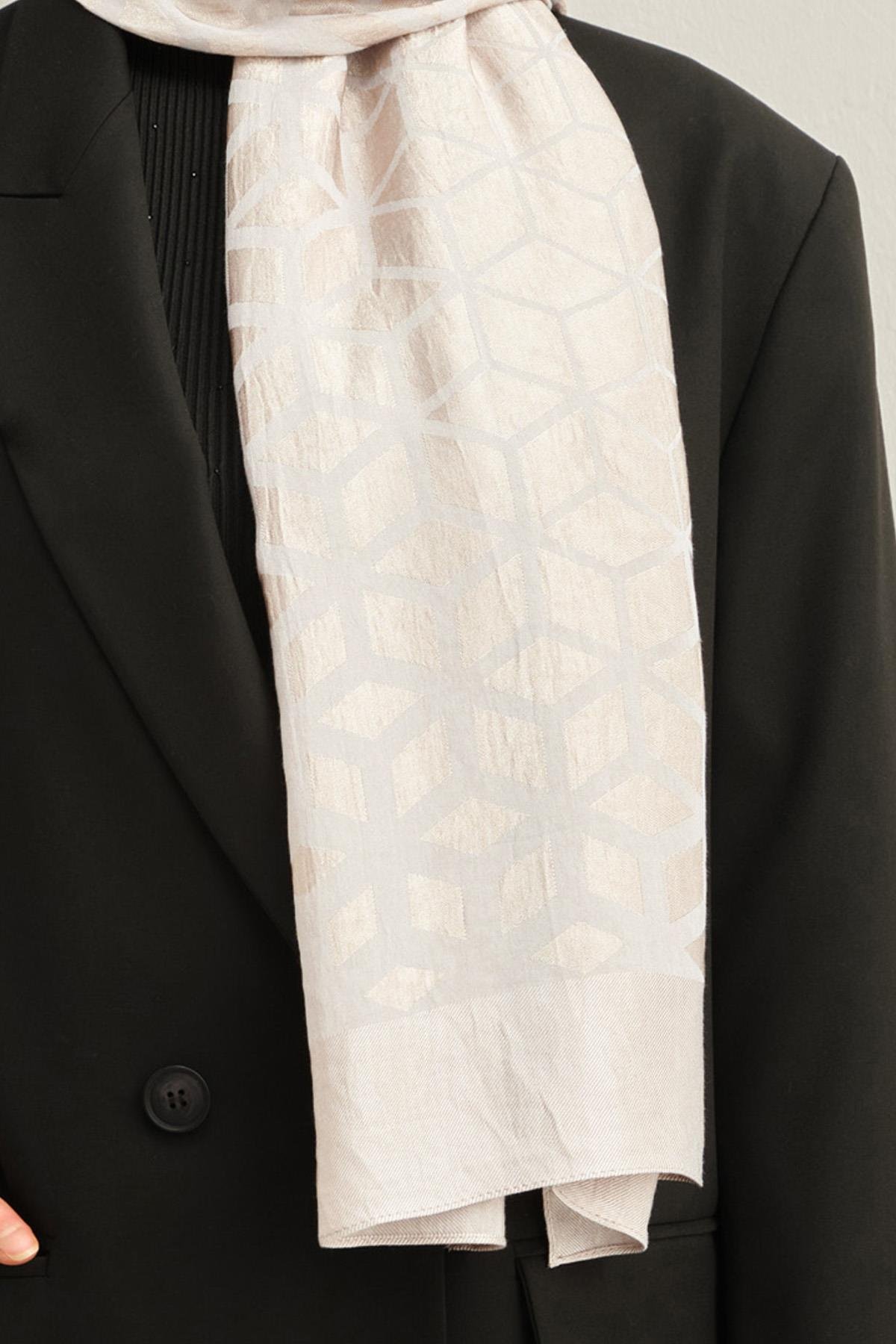 Armine Lyocell Şal 2 - Petek Desen - 1113-7 - Taş