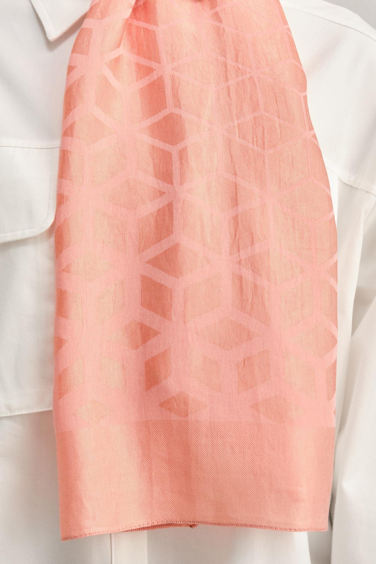 Armine Lyocell Şal 2 - Petek Desen - 1113-14 - Şeker Pembe