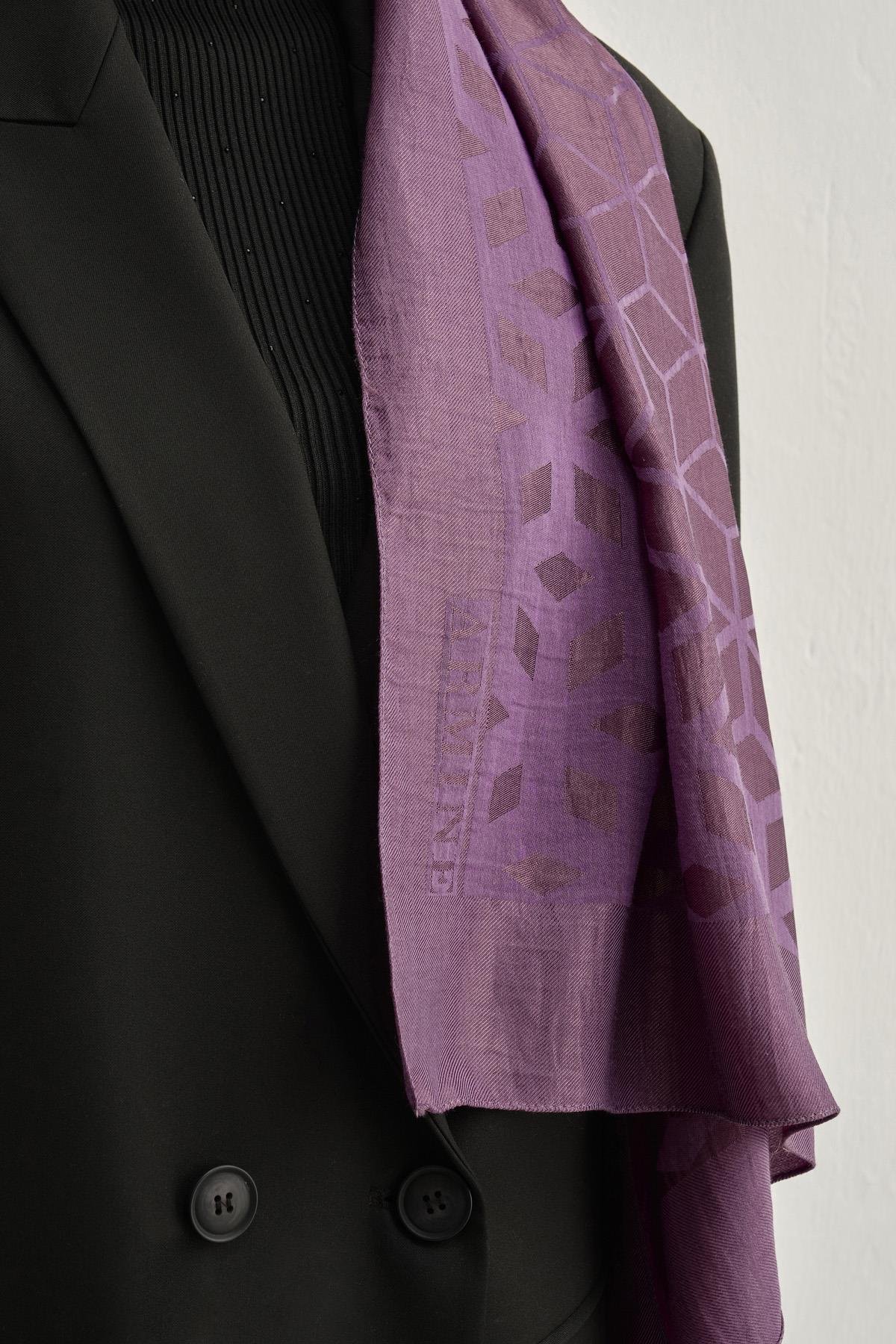 Armine Lyocell Şal 2 - Petek Desen - 1113-28 - Mor