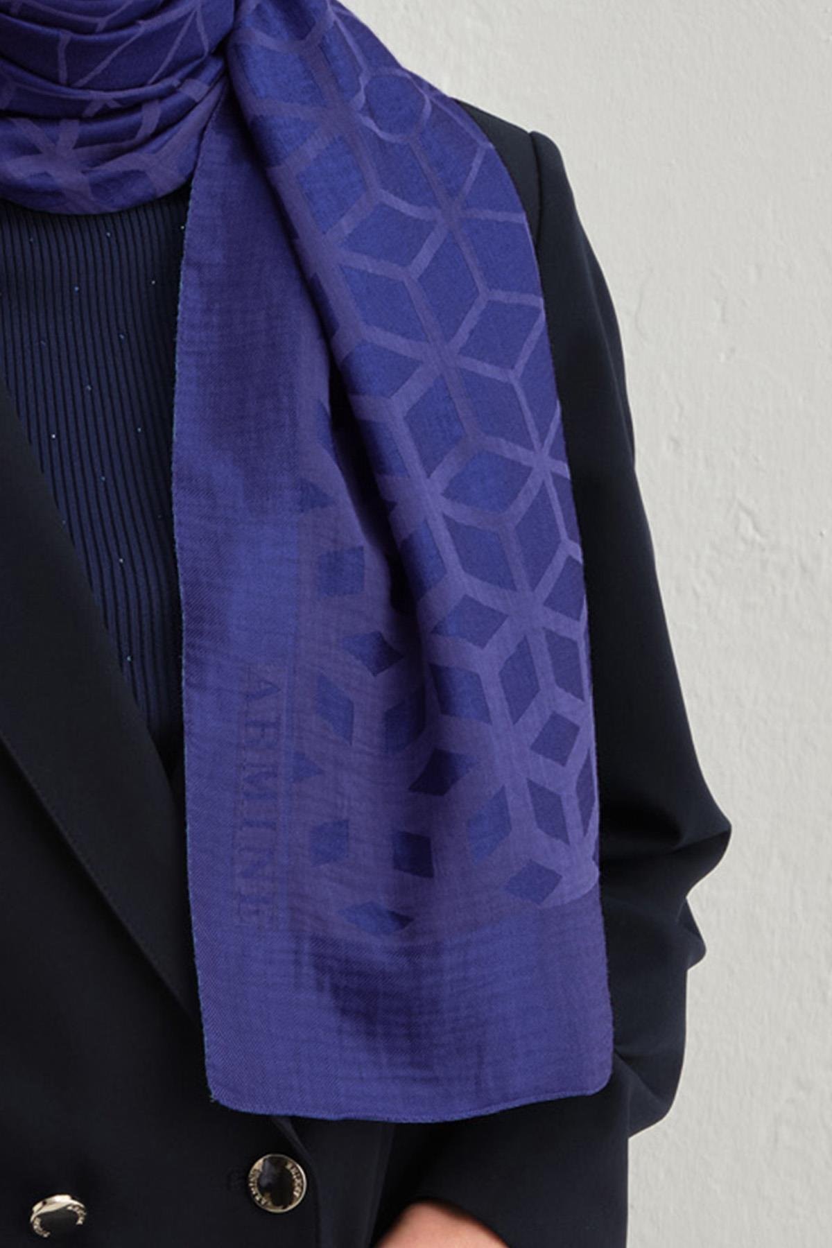 Armine Lyocell Şal 2 - Petek Desen - 112-18 - Lacivert