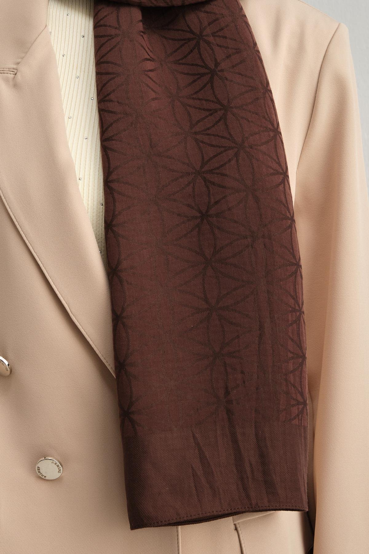 Armine Lyocell Şal 4 - Yıldız Desen - 1110-41 - Kahverengi