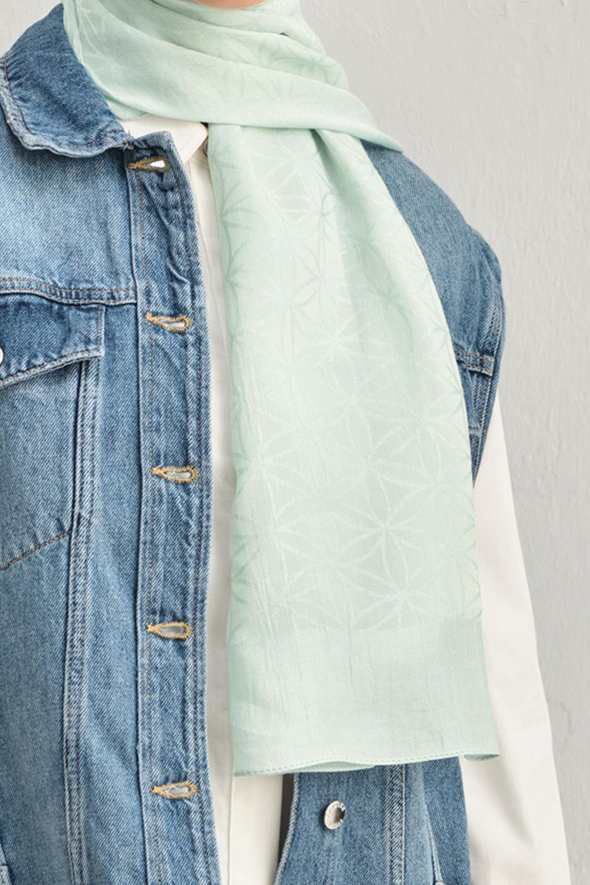 Armine Lyocell Şal 4 - Yıldız Desen - 1113-18 - Su Yeşili