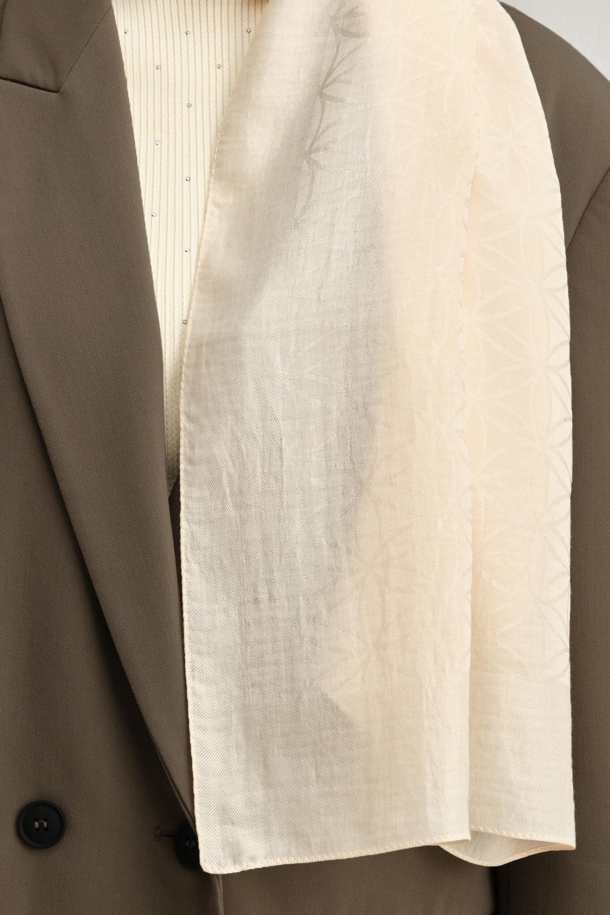 Armine Lyocell Şal 4 - Yıldız Desen - 1113-4 - Krem