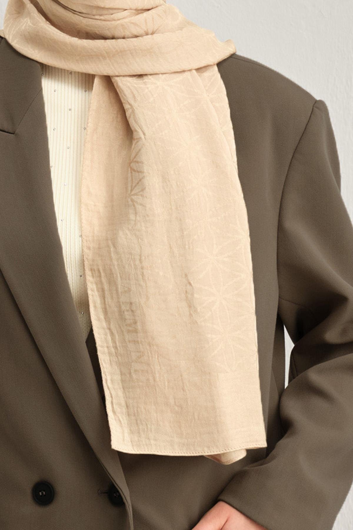 Armine Lyocell Şal 4 - Yıldız Desen - 1113-5 - Kum Beji