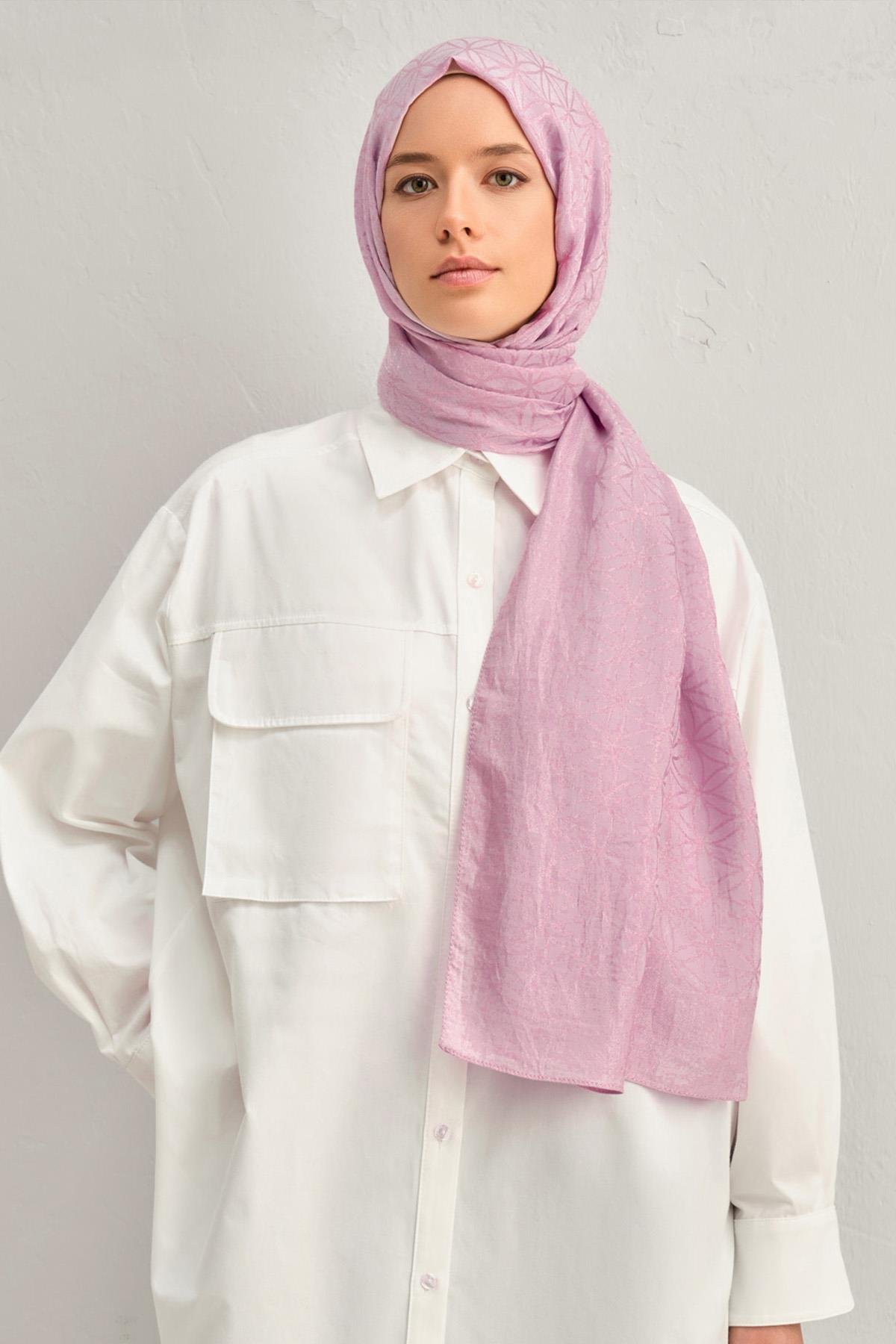 Armine Lyocell Şal 4 - Yıldız Desen - 1113-15 - Pembe