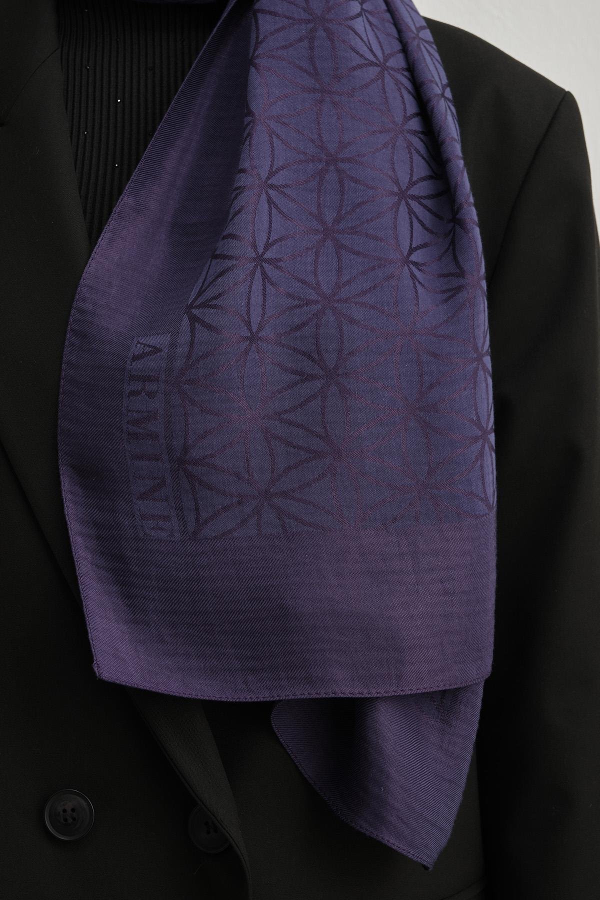 Armine Lyocell Şal 4 - Yıldız Desen - 112-18 - Lacivert