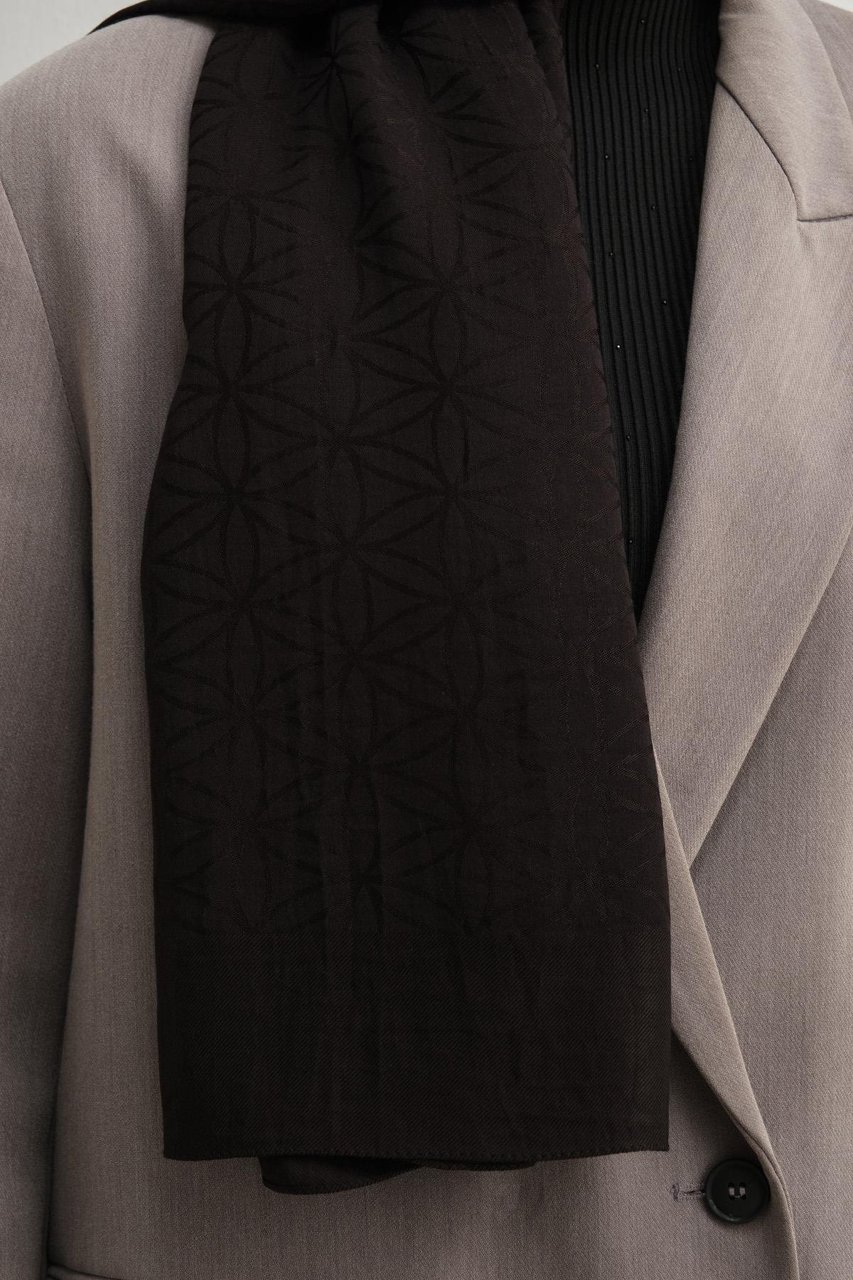 Armine Lyocell Şal 4 - Yıldız Desen - 31 - Siyah