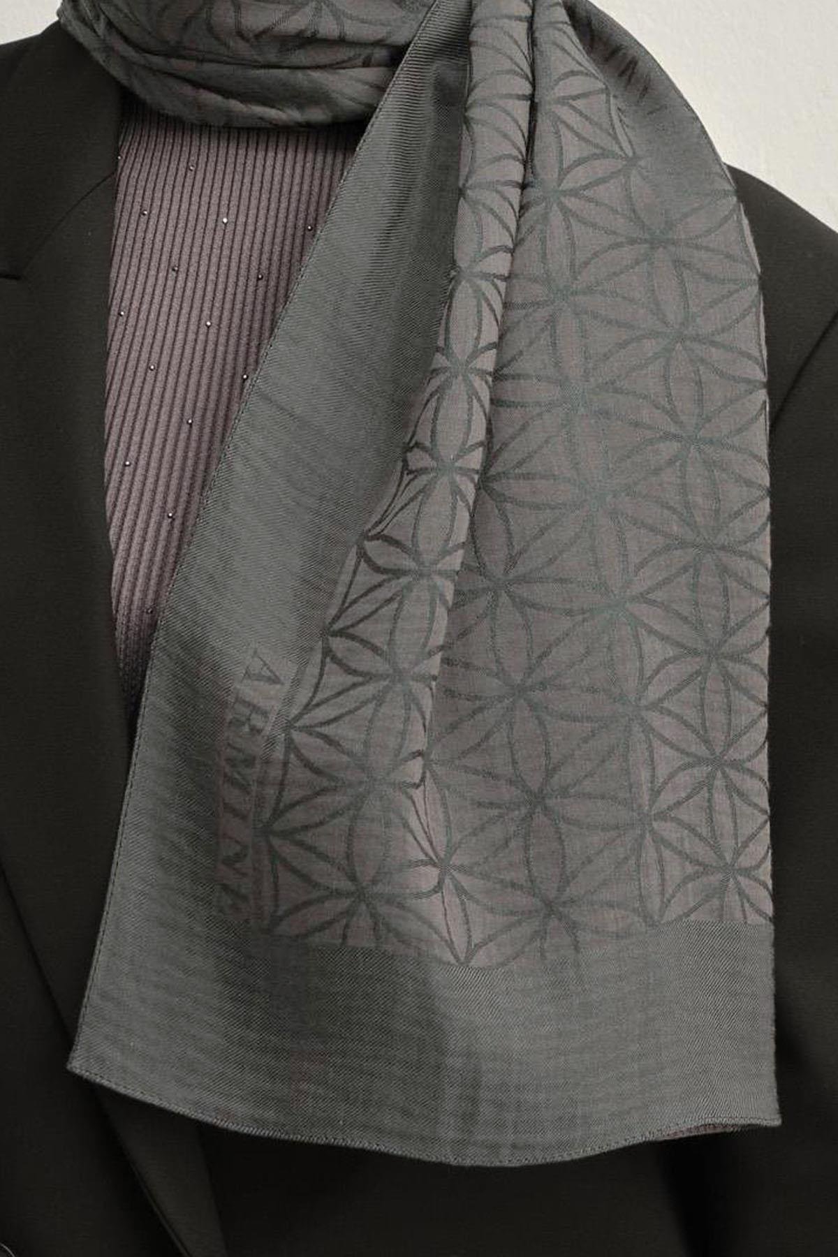 Armine Lyocell Şal - Yıldız Desen - ALY4 - 1113-9 - Füme