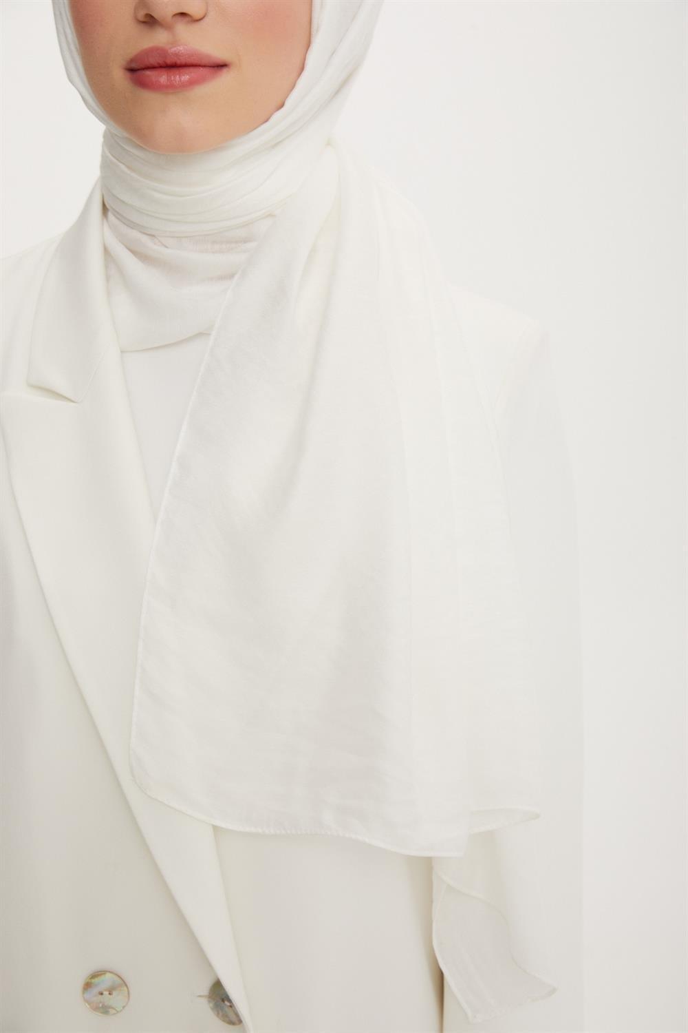 Armine Outlet, Organik Koton Şal - 02 - Beyaz