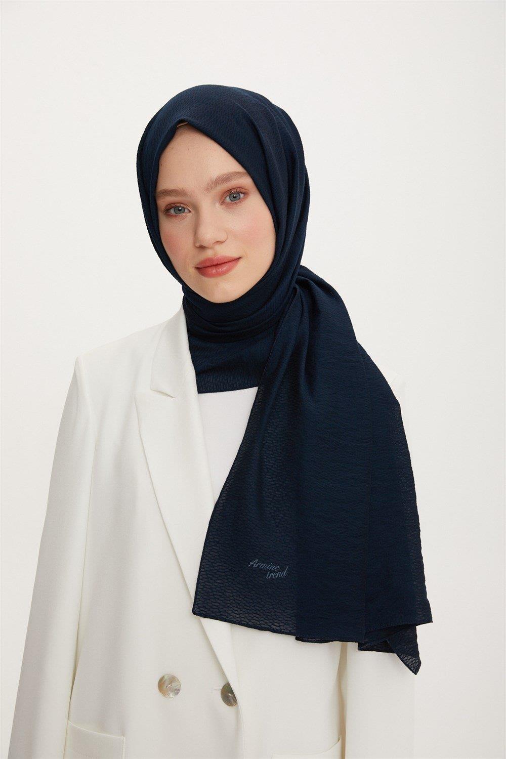 Armine Outlet, Organik Koton Şal - 3494 - Lacivert