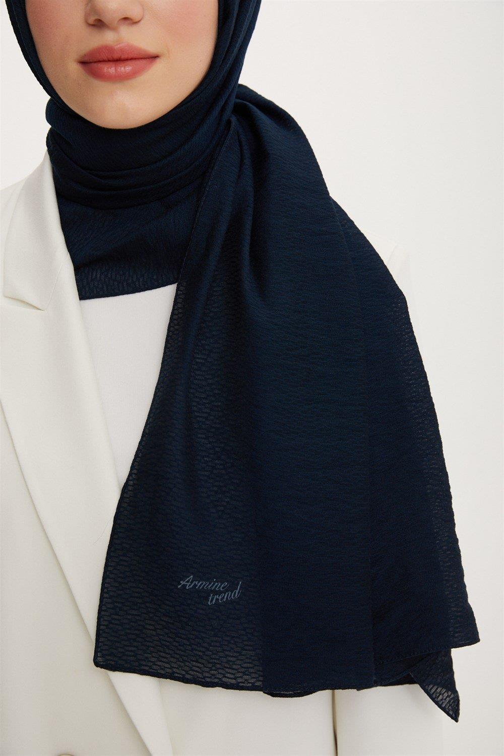 Armine Outlet, Organik Koton Şal - 3494 - Lacivert