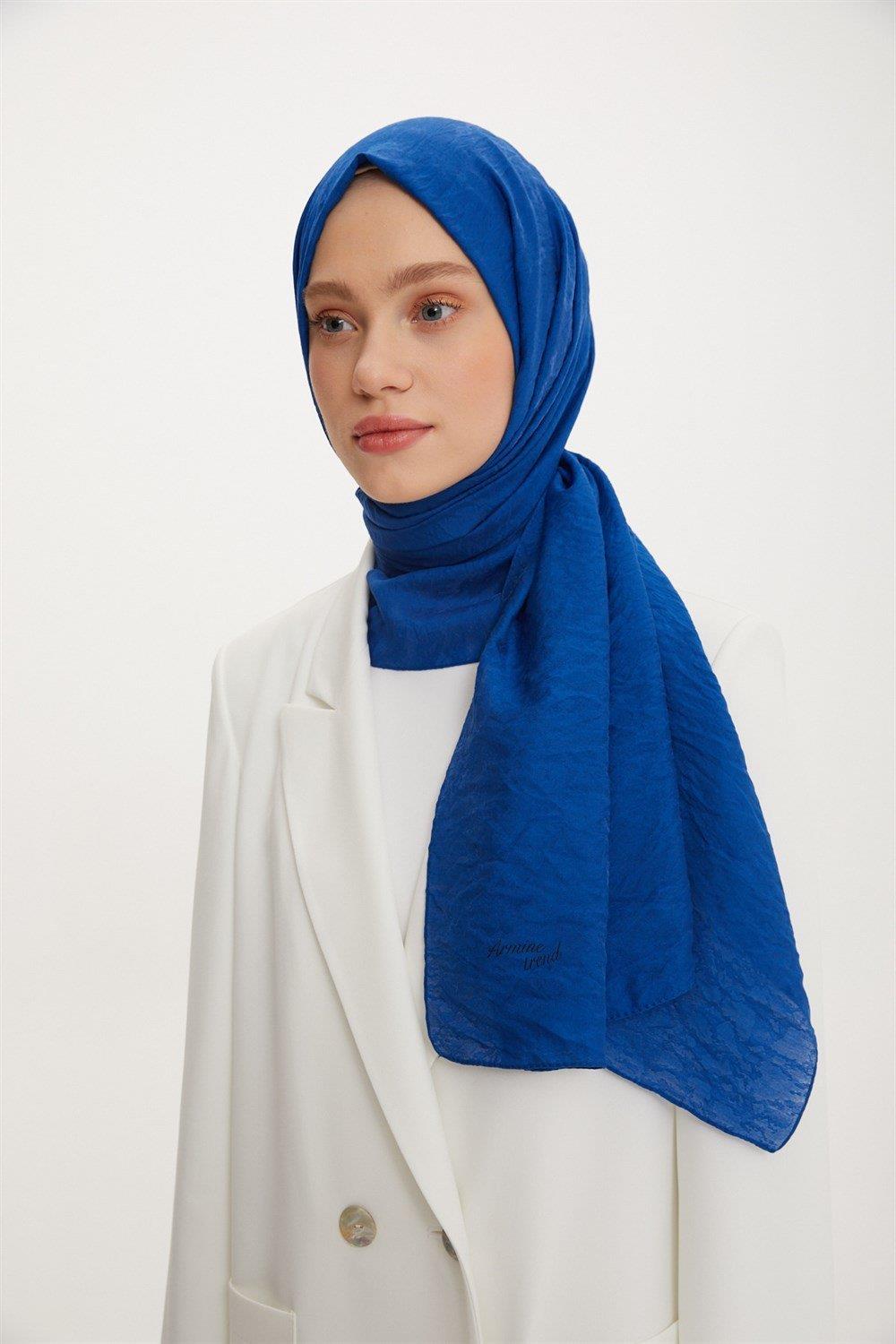 Armine Outlet, Organik Koton Şal - 570 - Saks Mavi