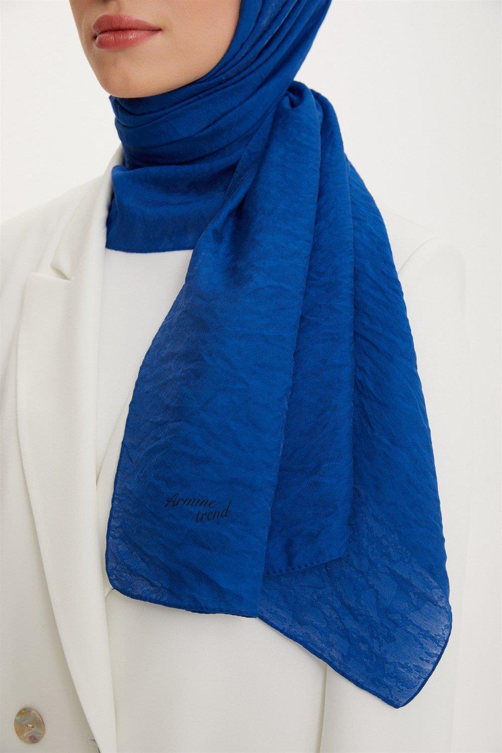 Armine Outlet, Organik Koton Şal - 570 - Saks Mavi