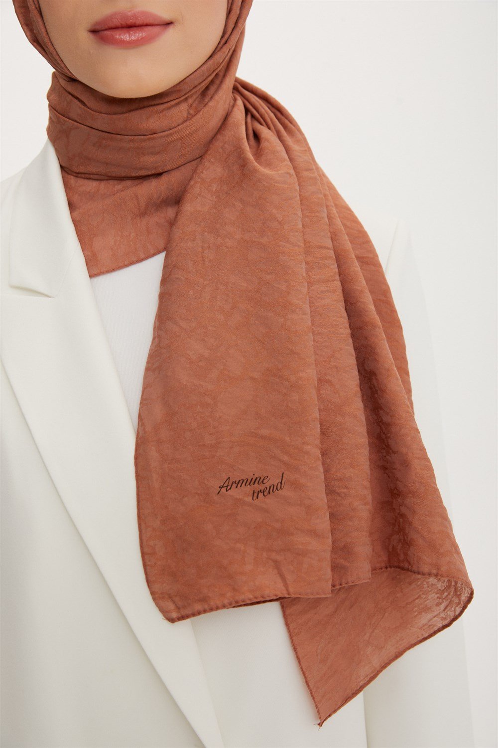Armine Şal - Vega Bulut Desen - Modal Kumaş - 3'lü Set - Somon, Taba, Sarı